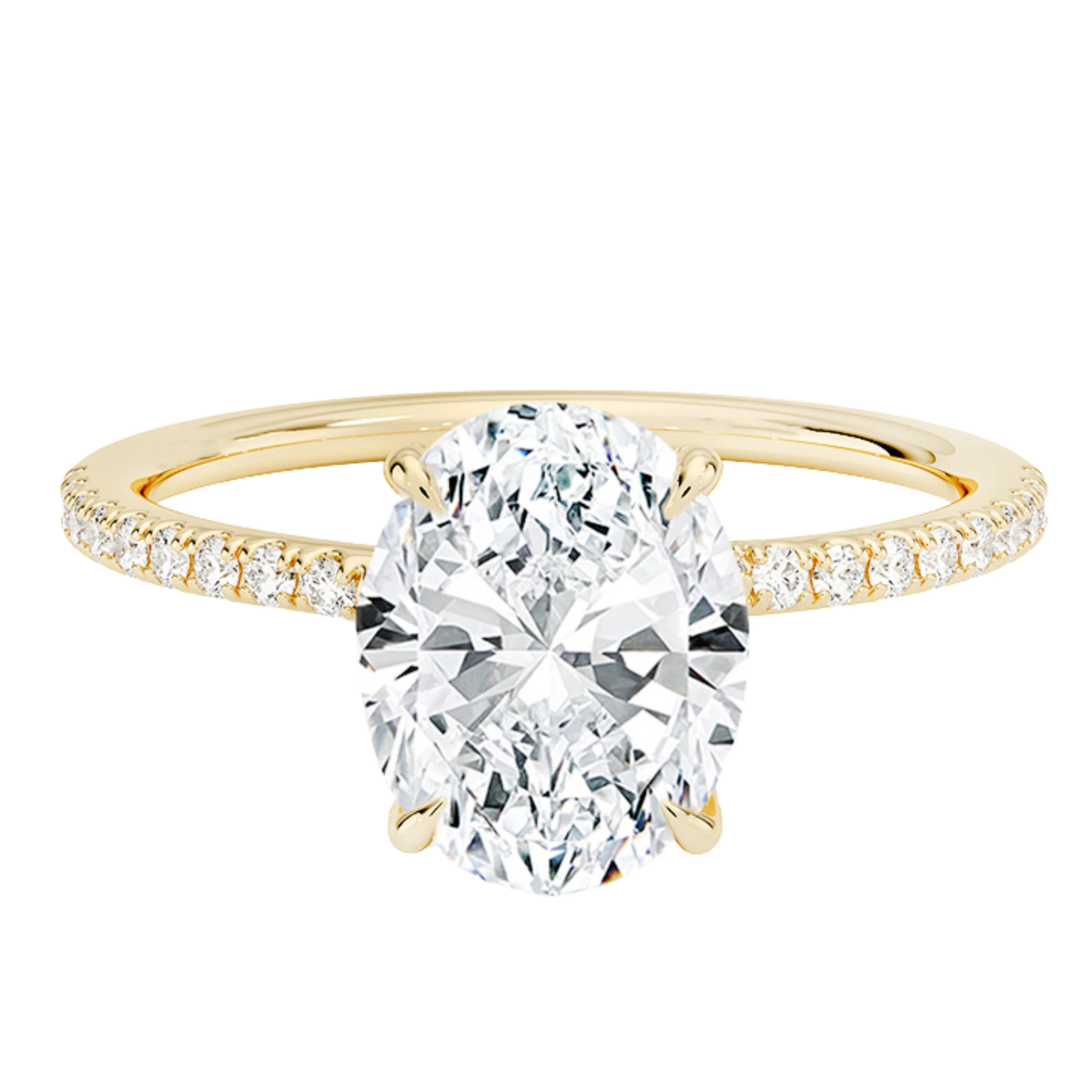14kt gold and diamond solitaire oval white sapphire eternity ring