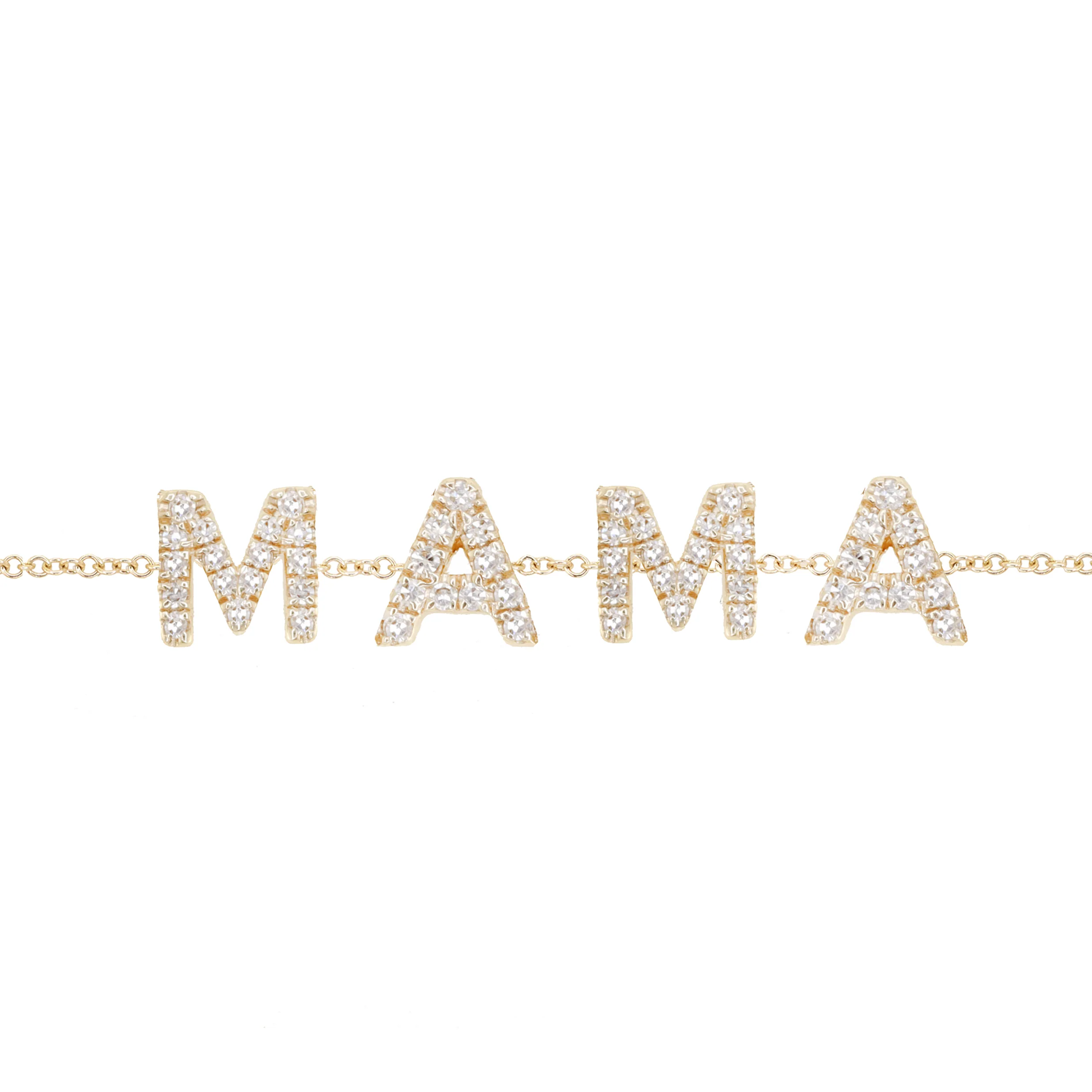 14kt gold and diamond spaced mama bracelet