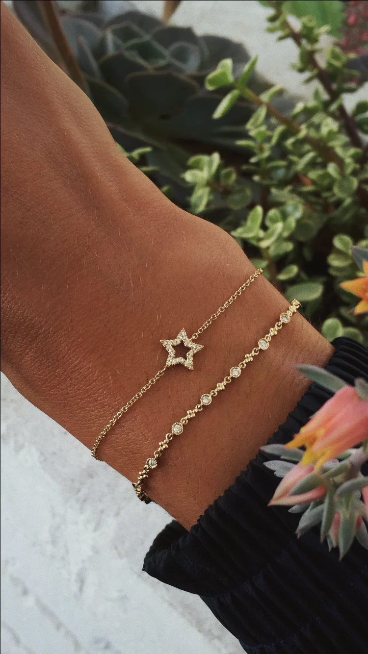 14kt gold and diamond star bracelet - Image 4