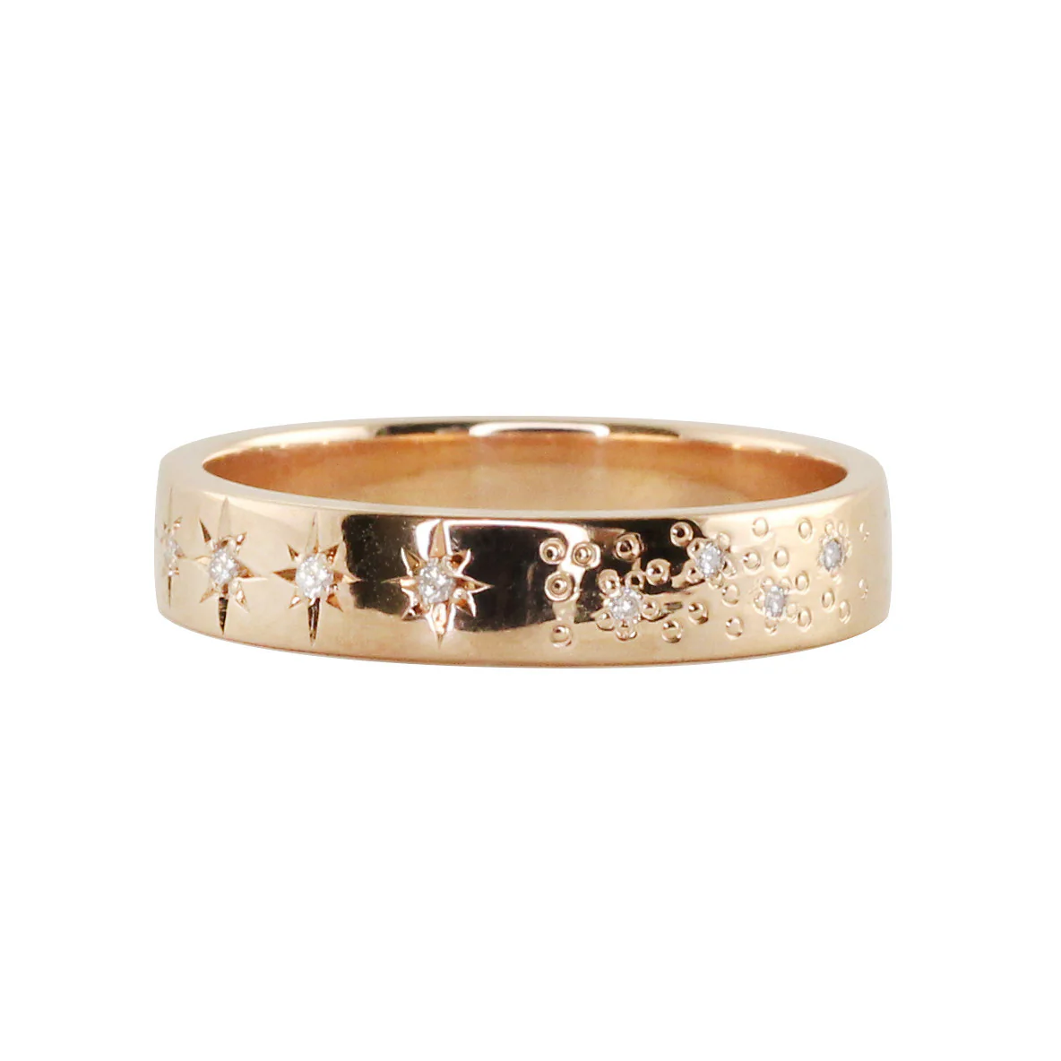 14kt gold and diamond starburst hammered ring - Image 6