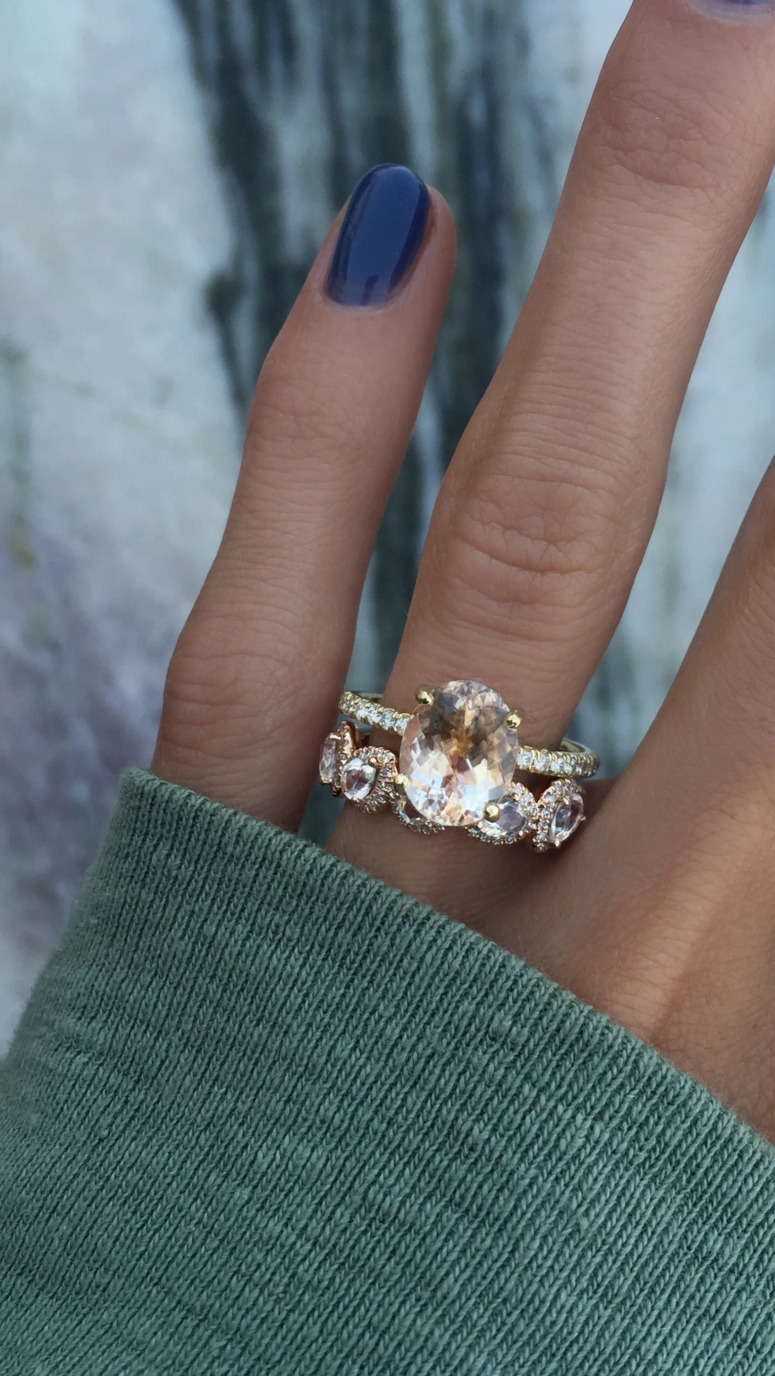 14kt gold and diamond teardrop cluster band - Image 4