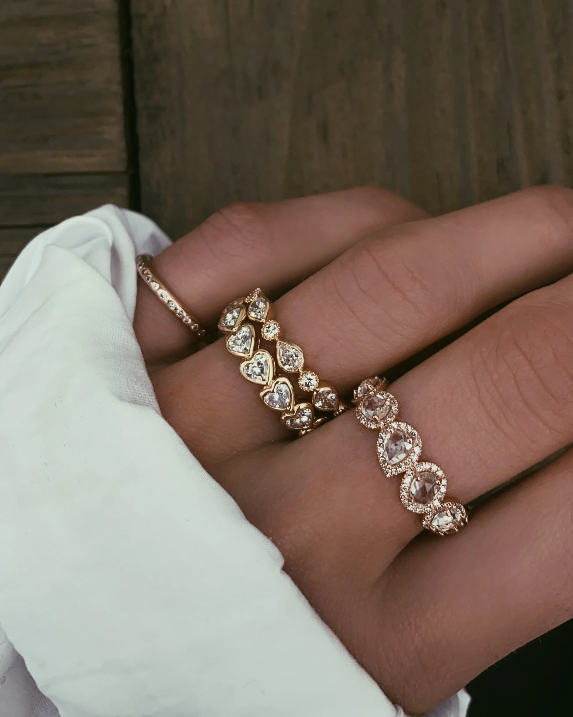 14kt gold and diamond teardrop cluster band - Image 5
