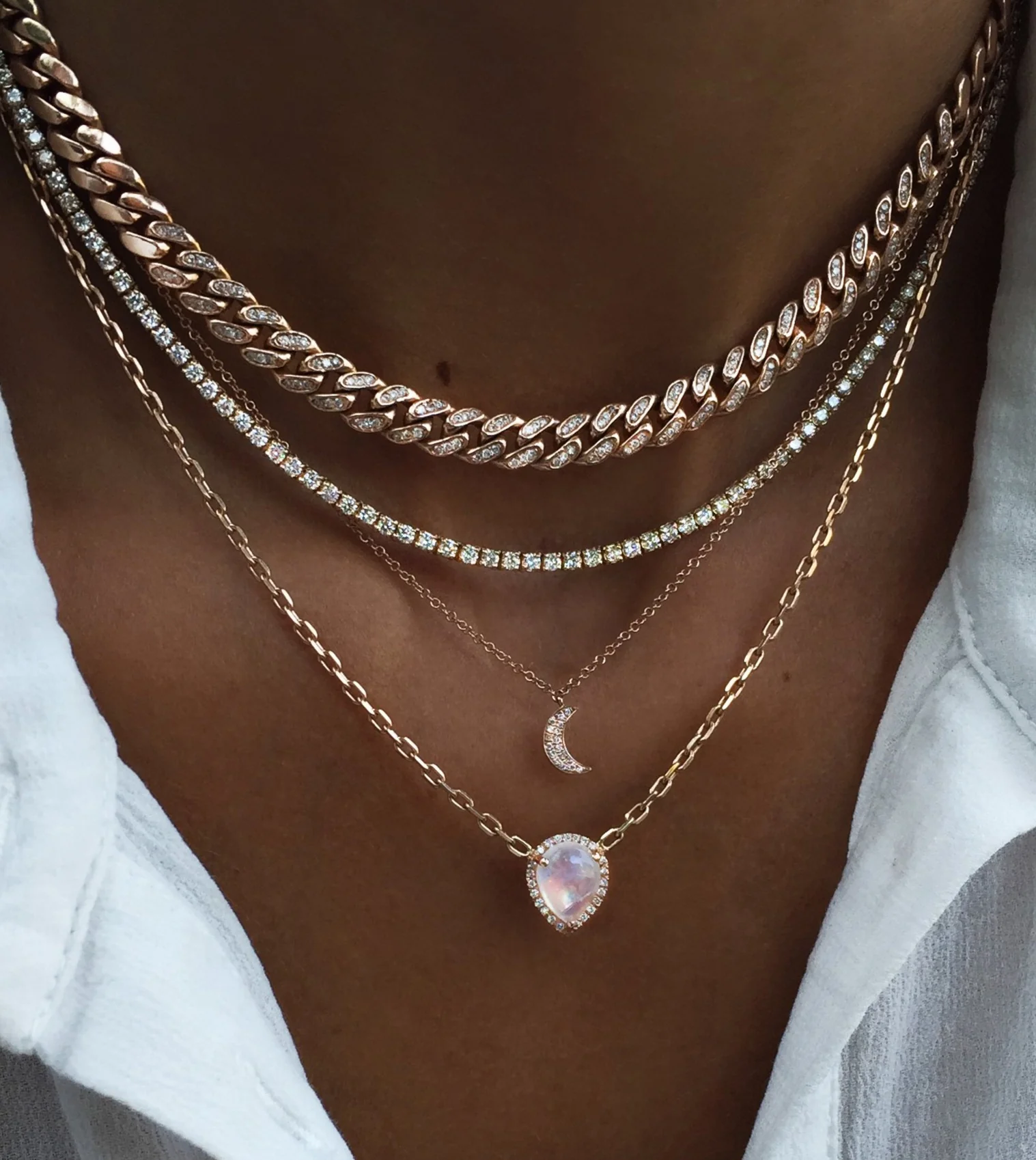 14kt gold and diamond classic four prong tennis necklace - Image 3