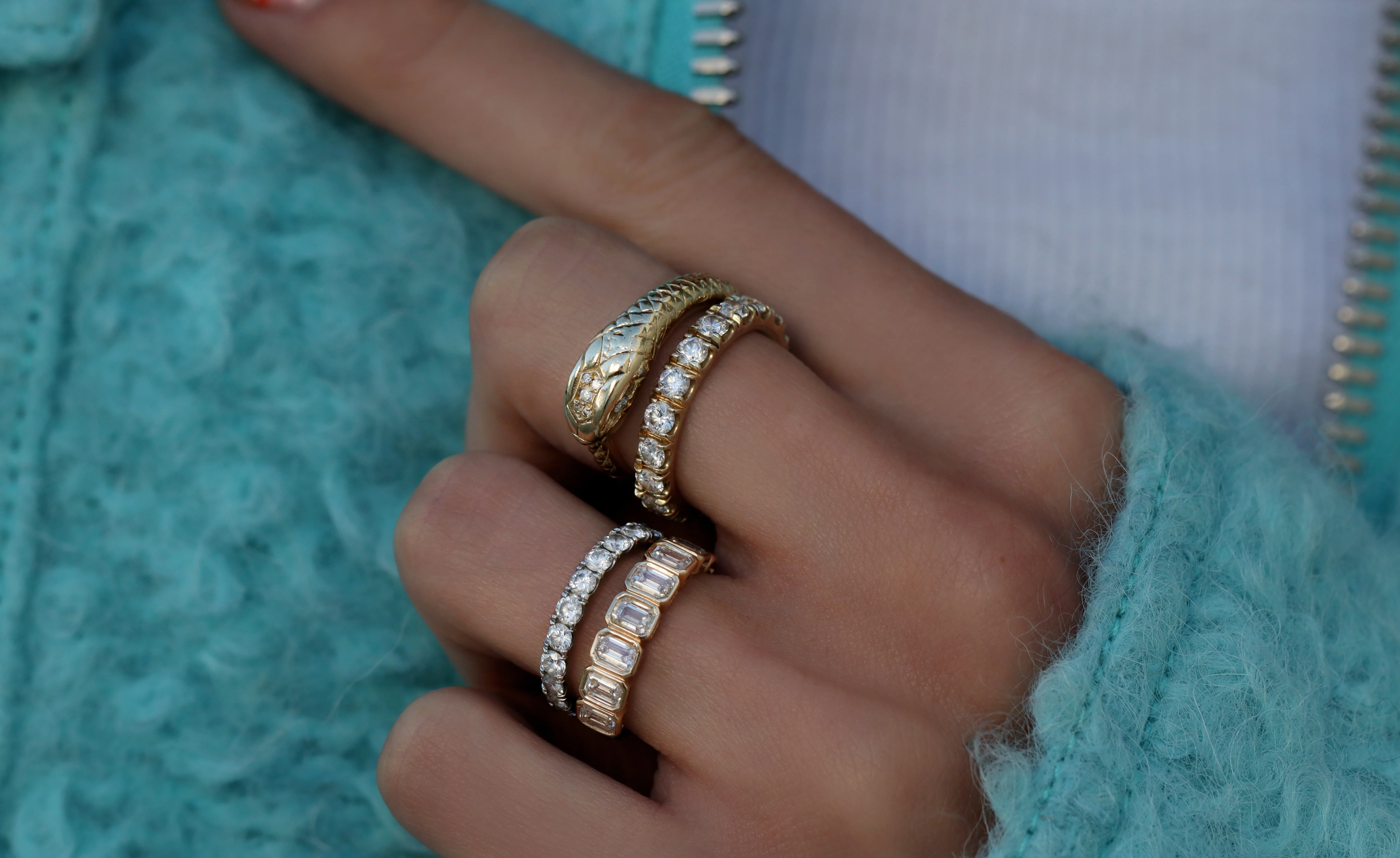 14kt gold and diamond 3.5mm thick eternity band - Image 4