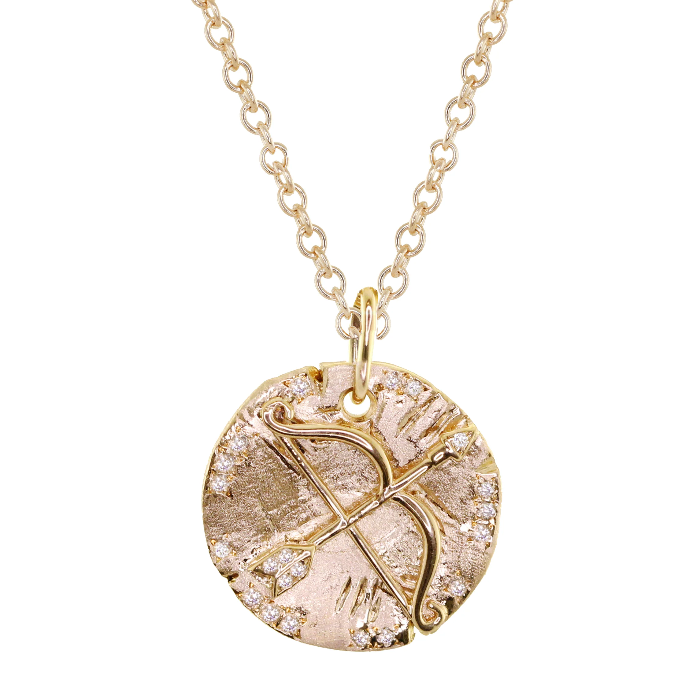14kt gold and diamond warrior coin necklace - Image 3