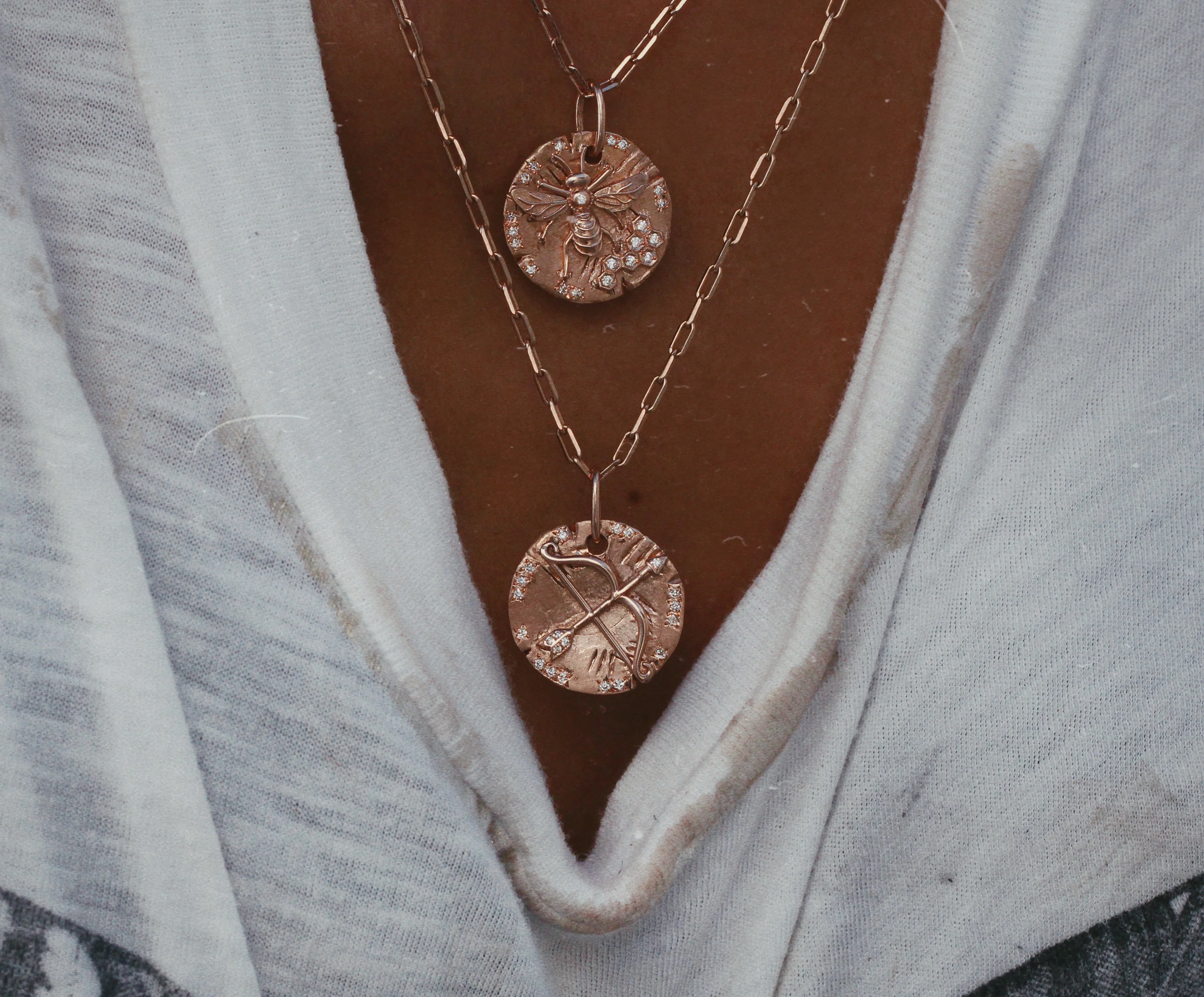 14kt gold and diamond warrior coin necklace - Image 4