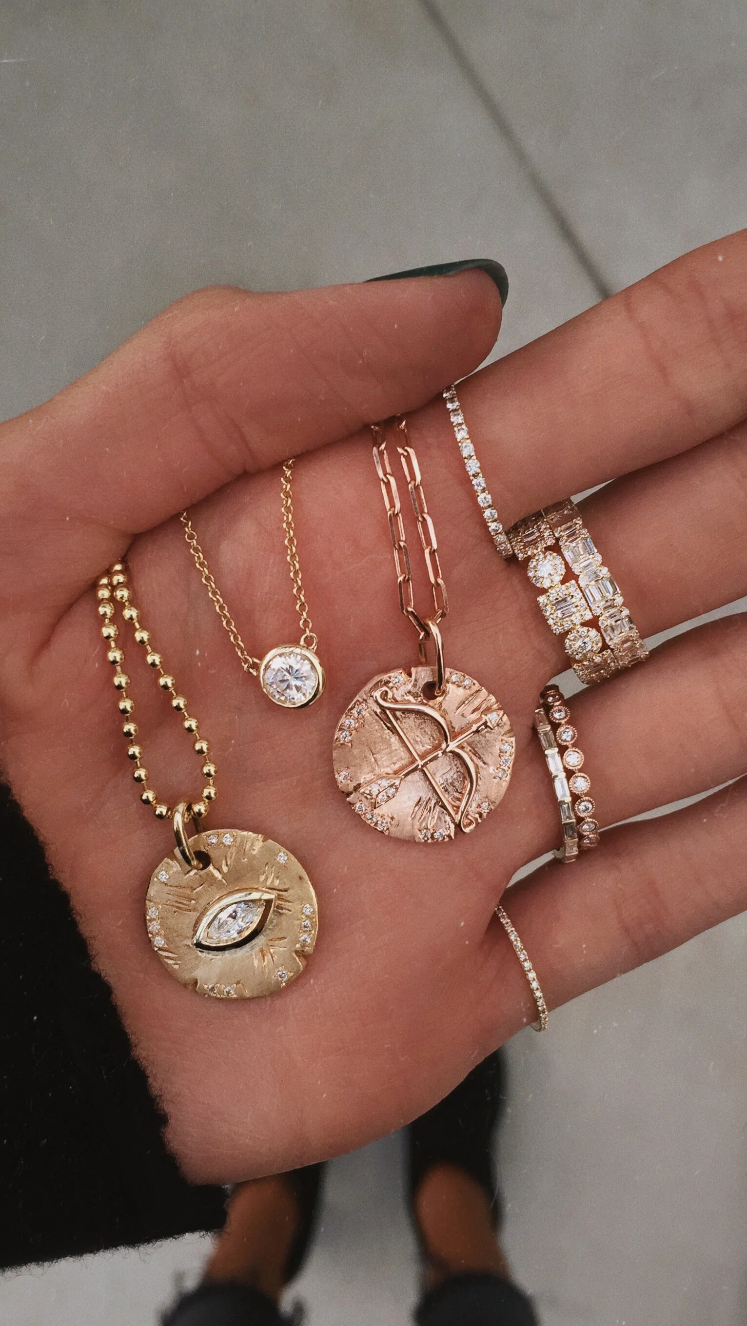 14kt gold and diamond warrior coin necklace - Image 5