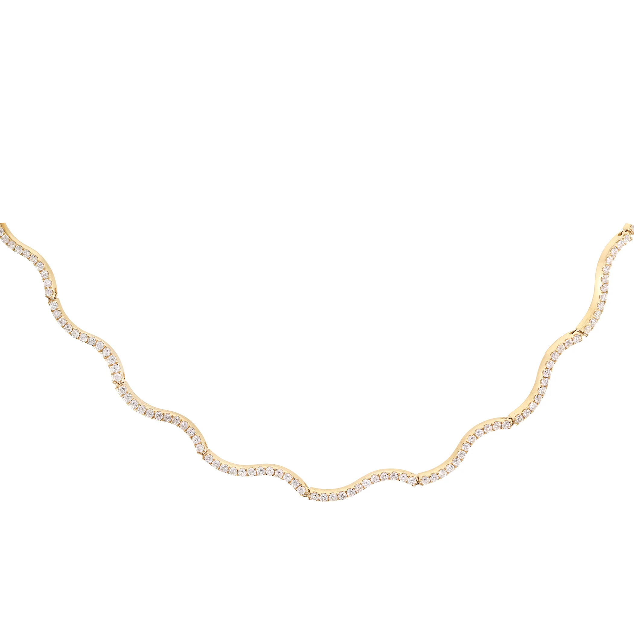 14kt gold and diamond wavy tennis necklace - Image 4