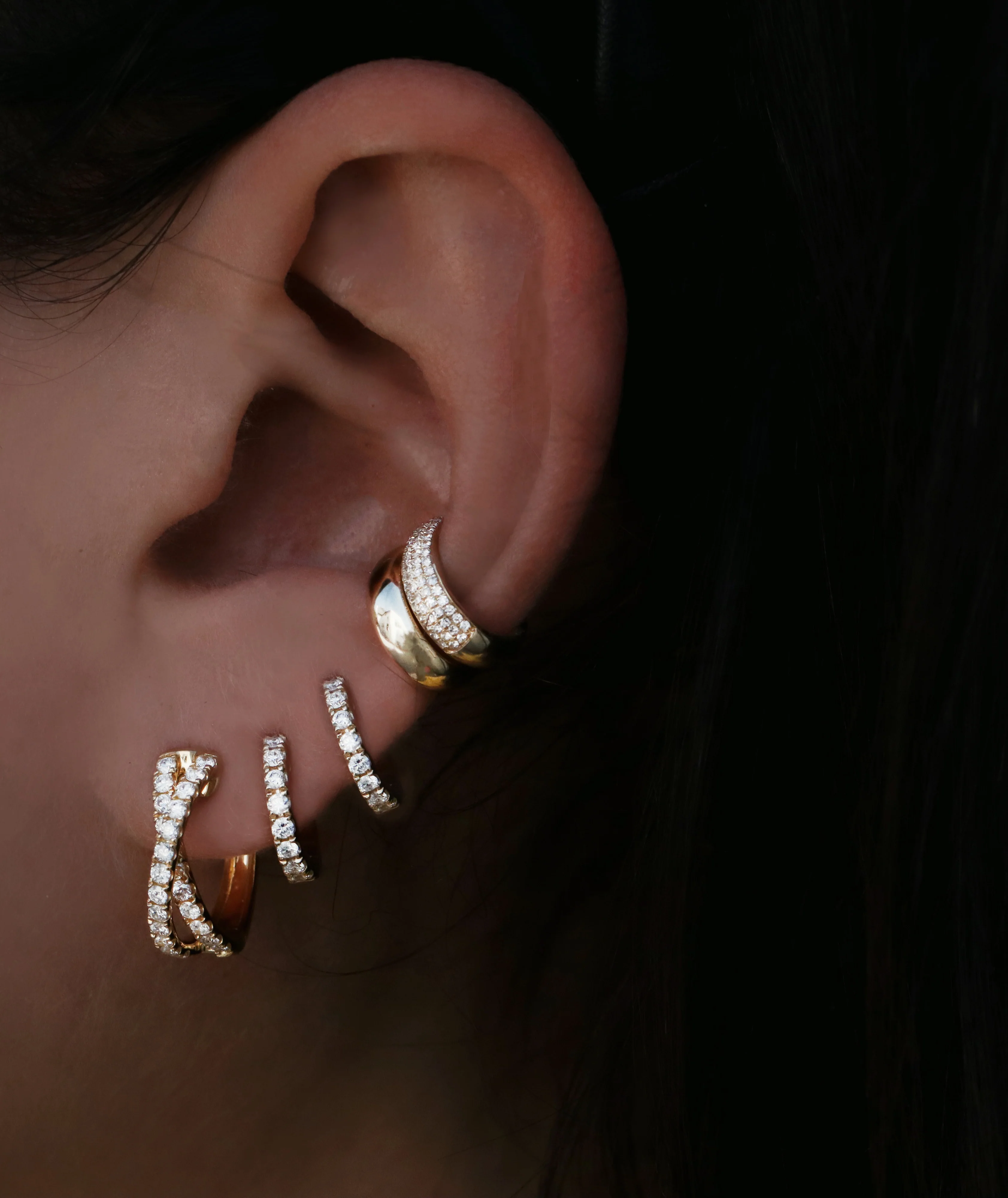14kt gold and diamond wide ear band - Image 5