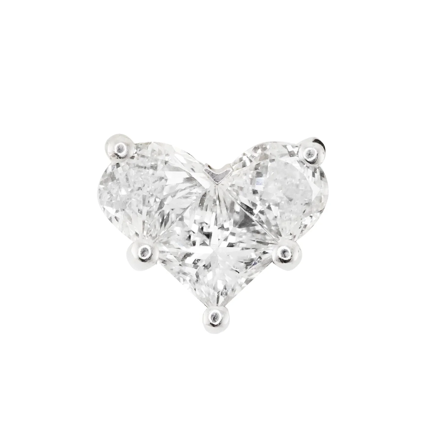 14kt gold and full diamond large heart stud