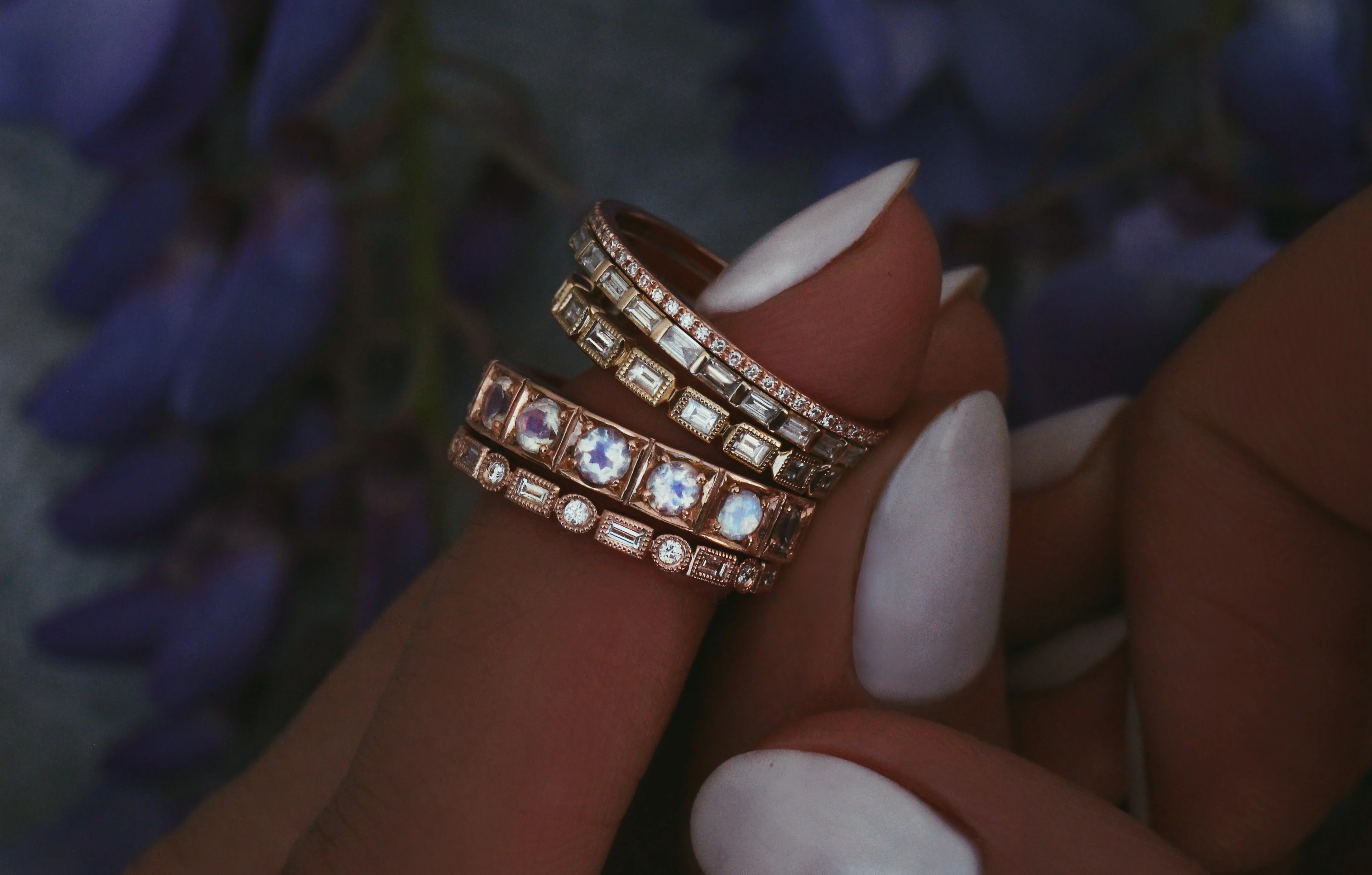 14kt gold moonstone band - Image 3