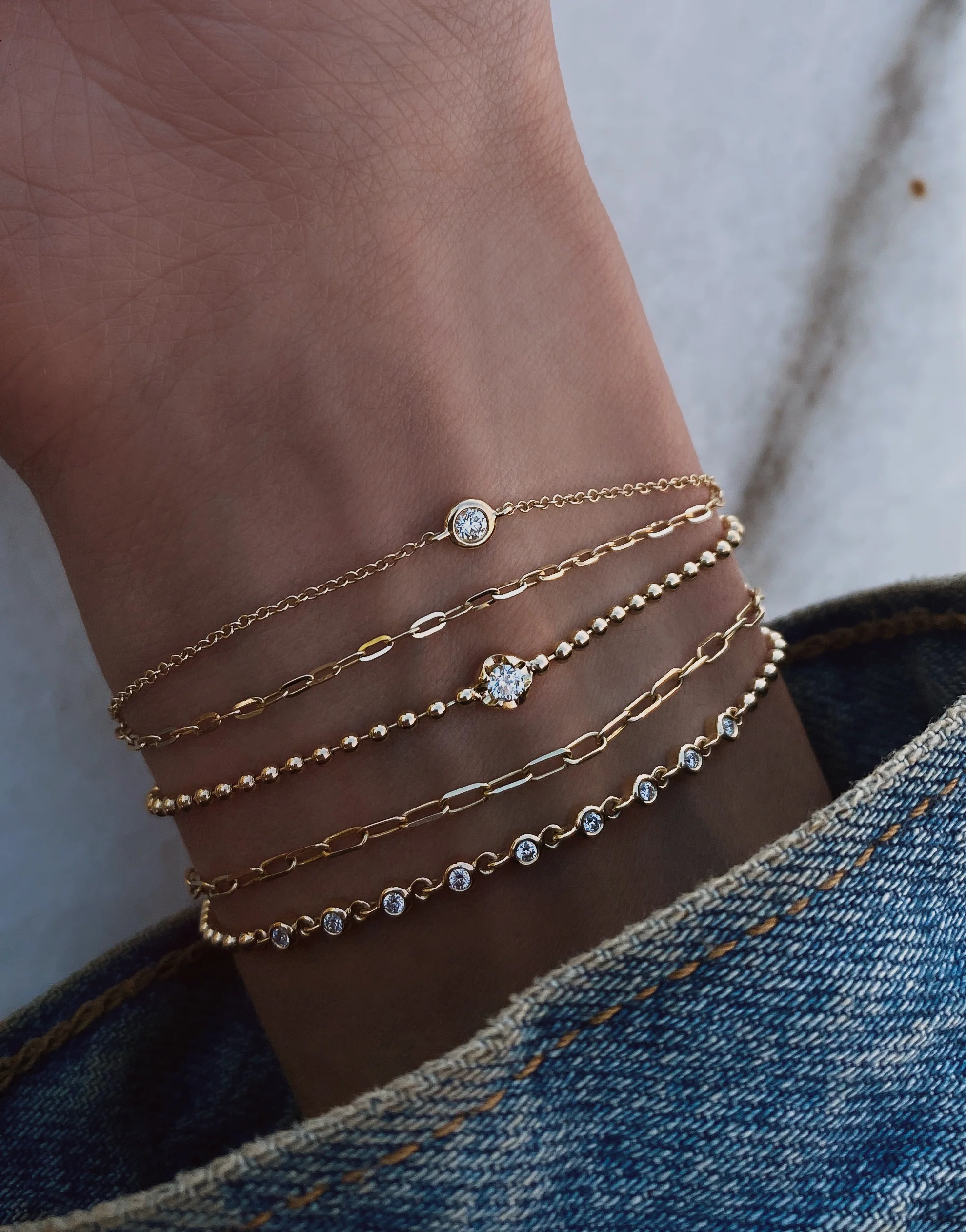 14kt gold baby paperclip chain bracelet - Image 4