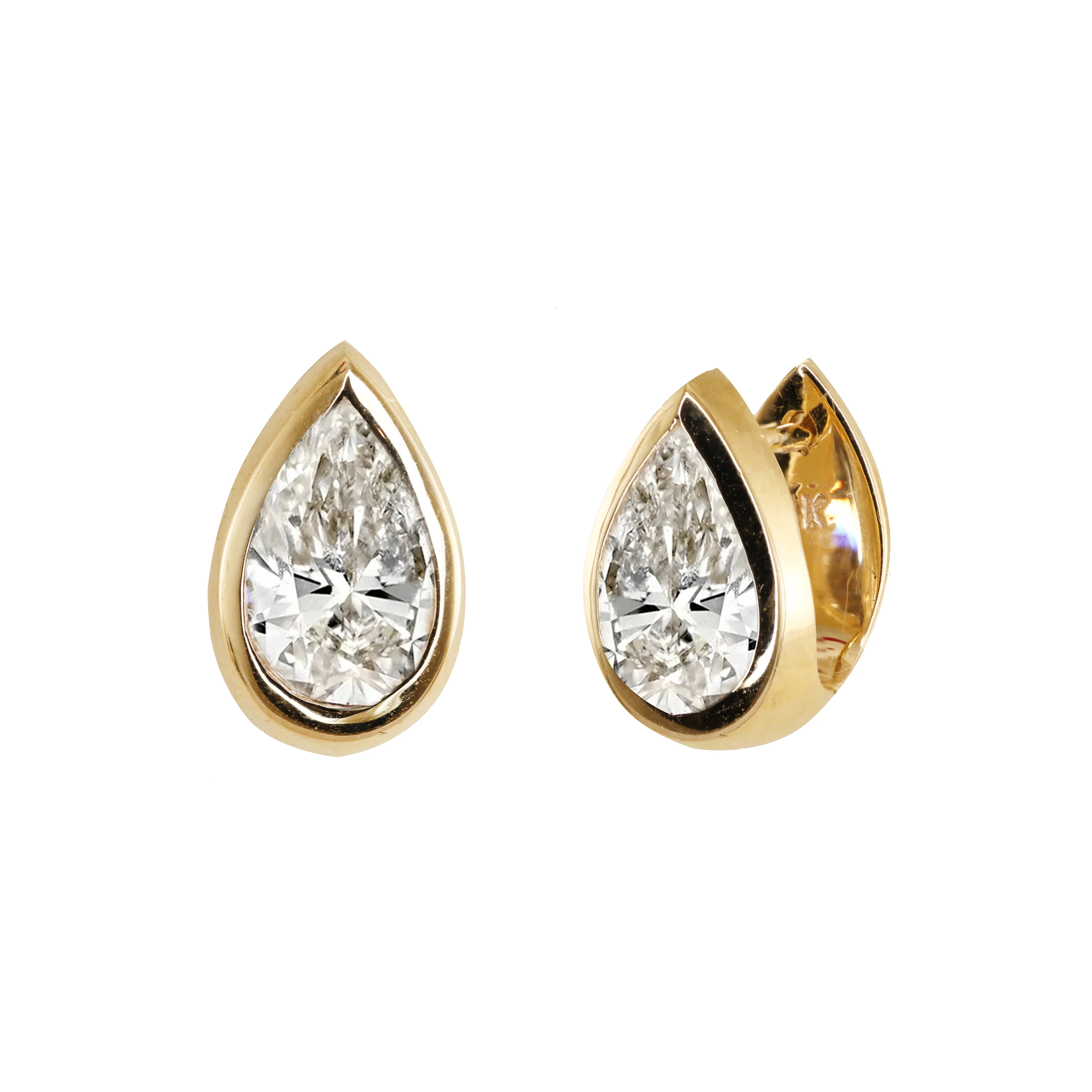 NEW! 14kt teardrop bezel hoops