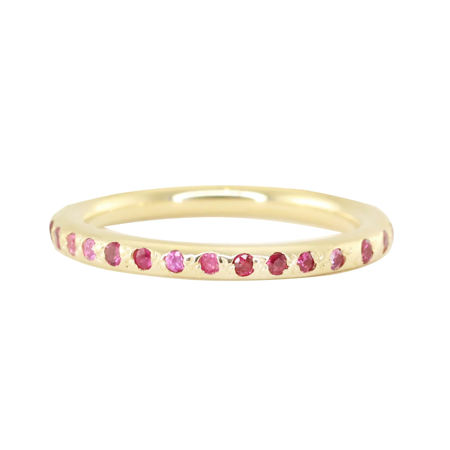 14kt gold baguette diamond and ruby band - Image 4