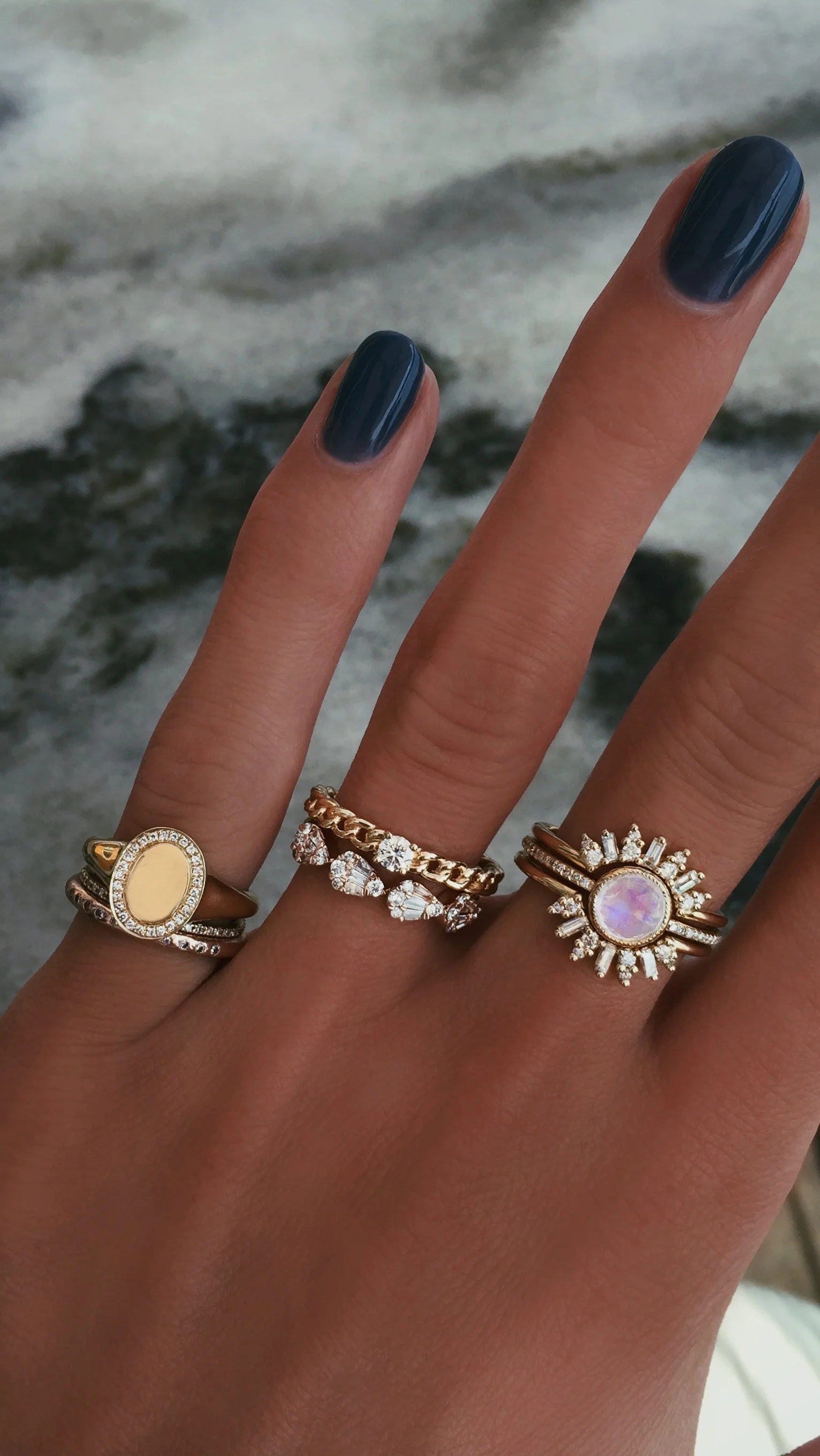 14kt gold teardrop baguette diamond band - Image 5