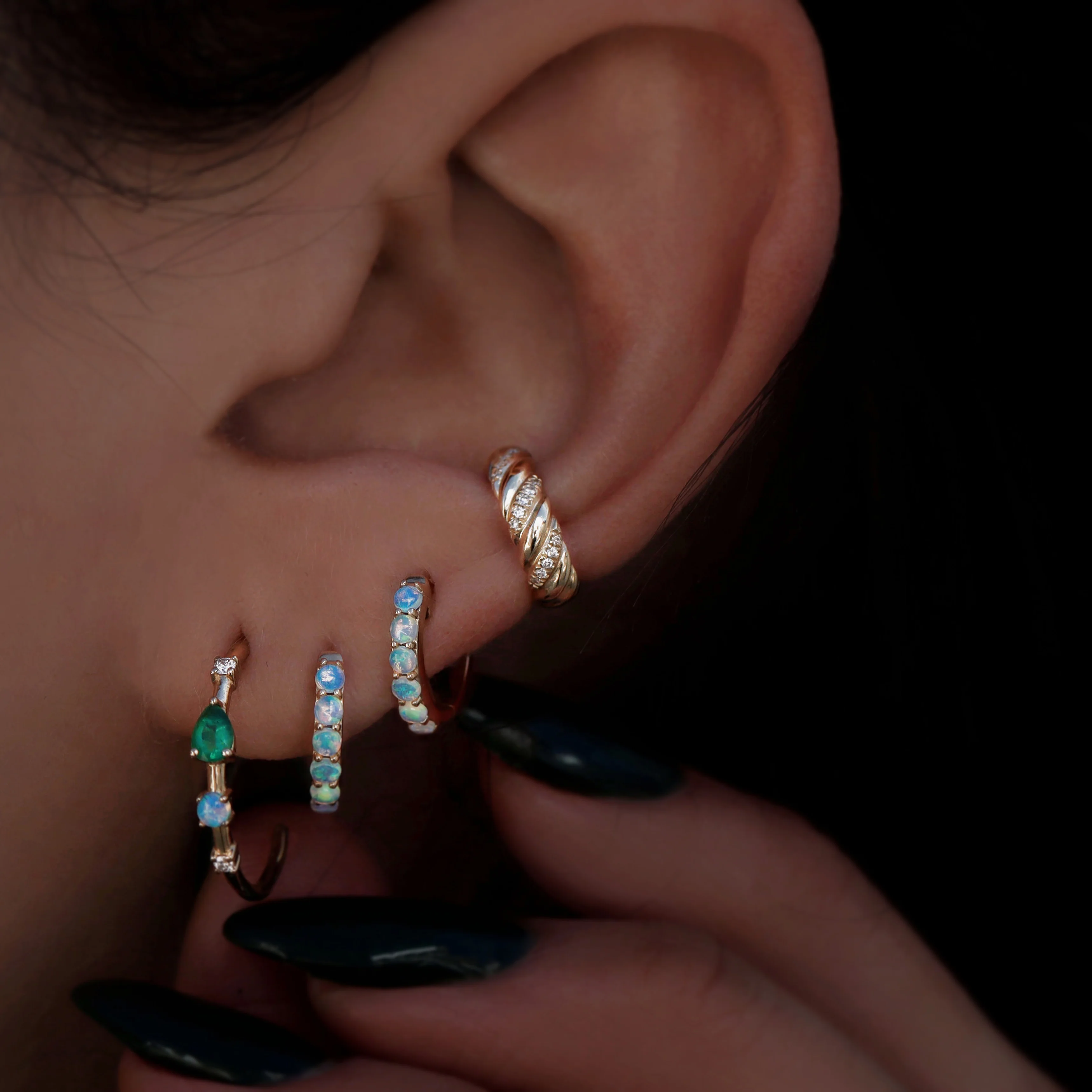 14kt gold braided diamond ear band - Image 4