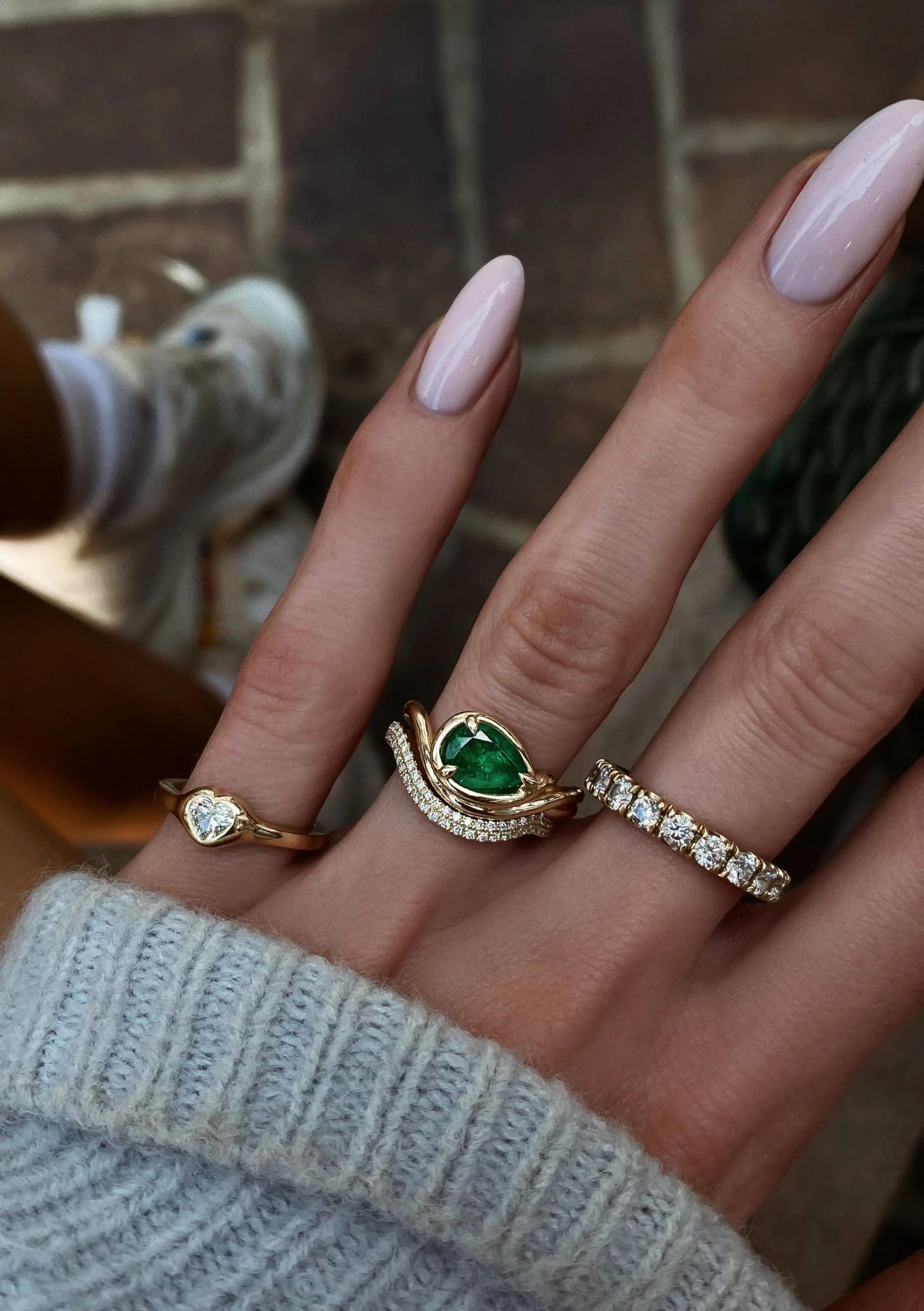 14kt gold heart diamond bubble ring - Image 3