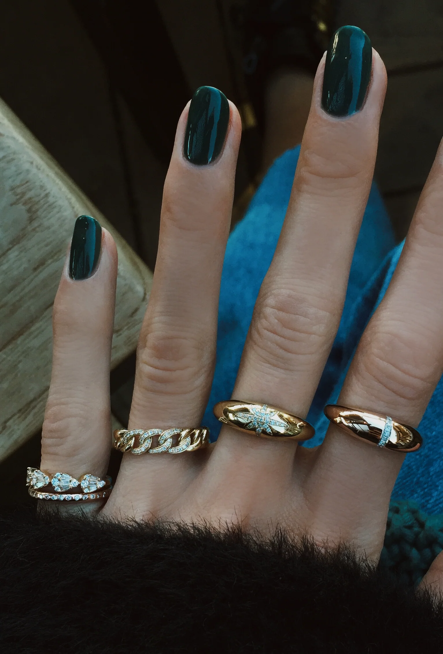 14kt gold diamond bar dome ring - Image 3
