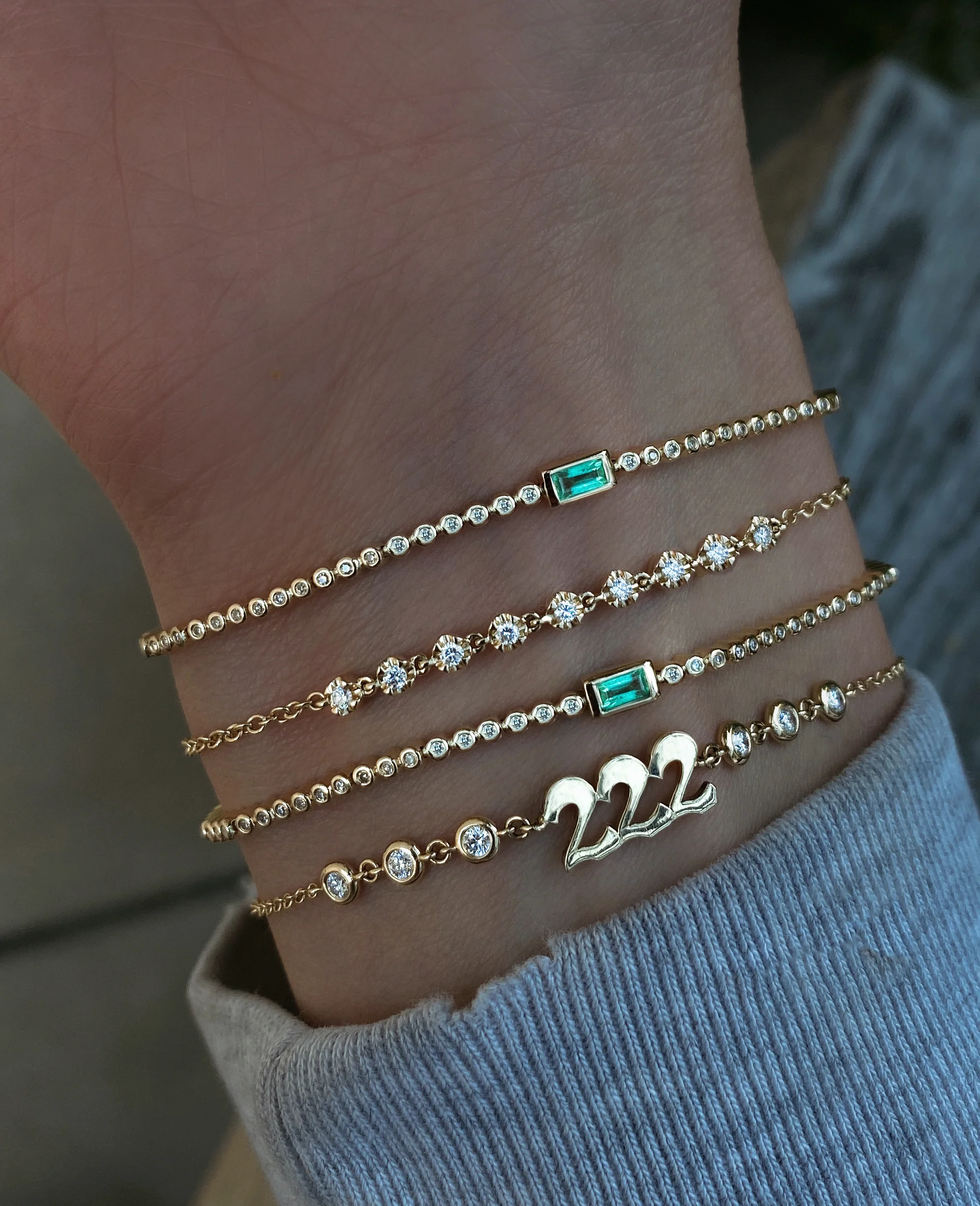 14kt gold diamond bezel 222 bracelet - Image 2