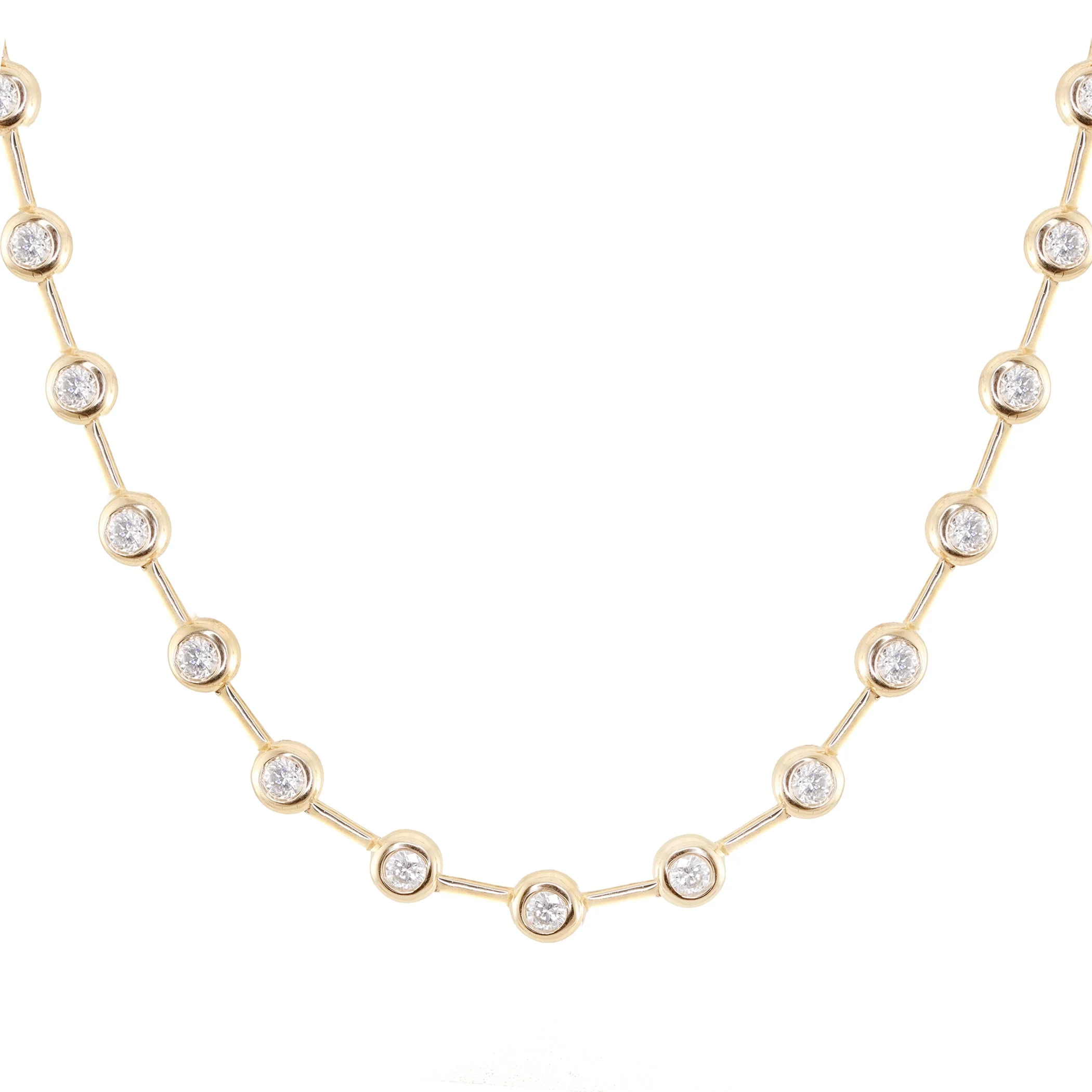 14kt gold diamond bezel orbit tennis necklace - Image 2