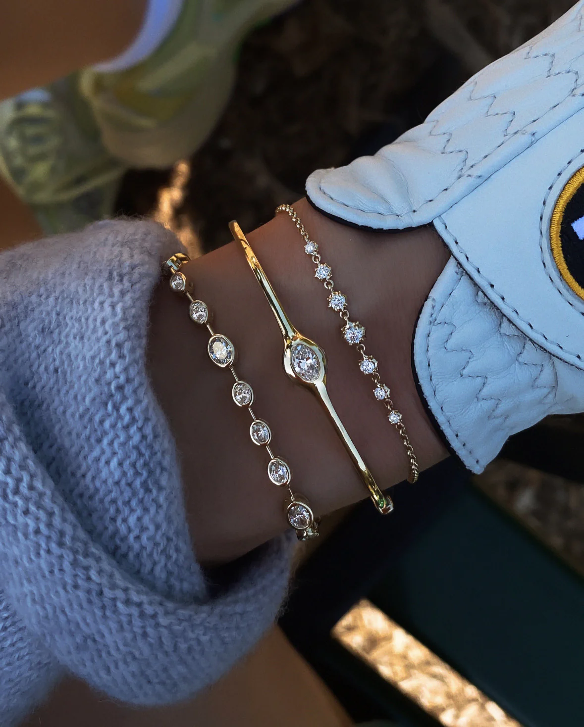 14kt gold single diamond bezel orbit bangle - Image 3