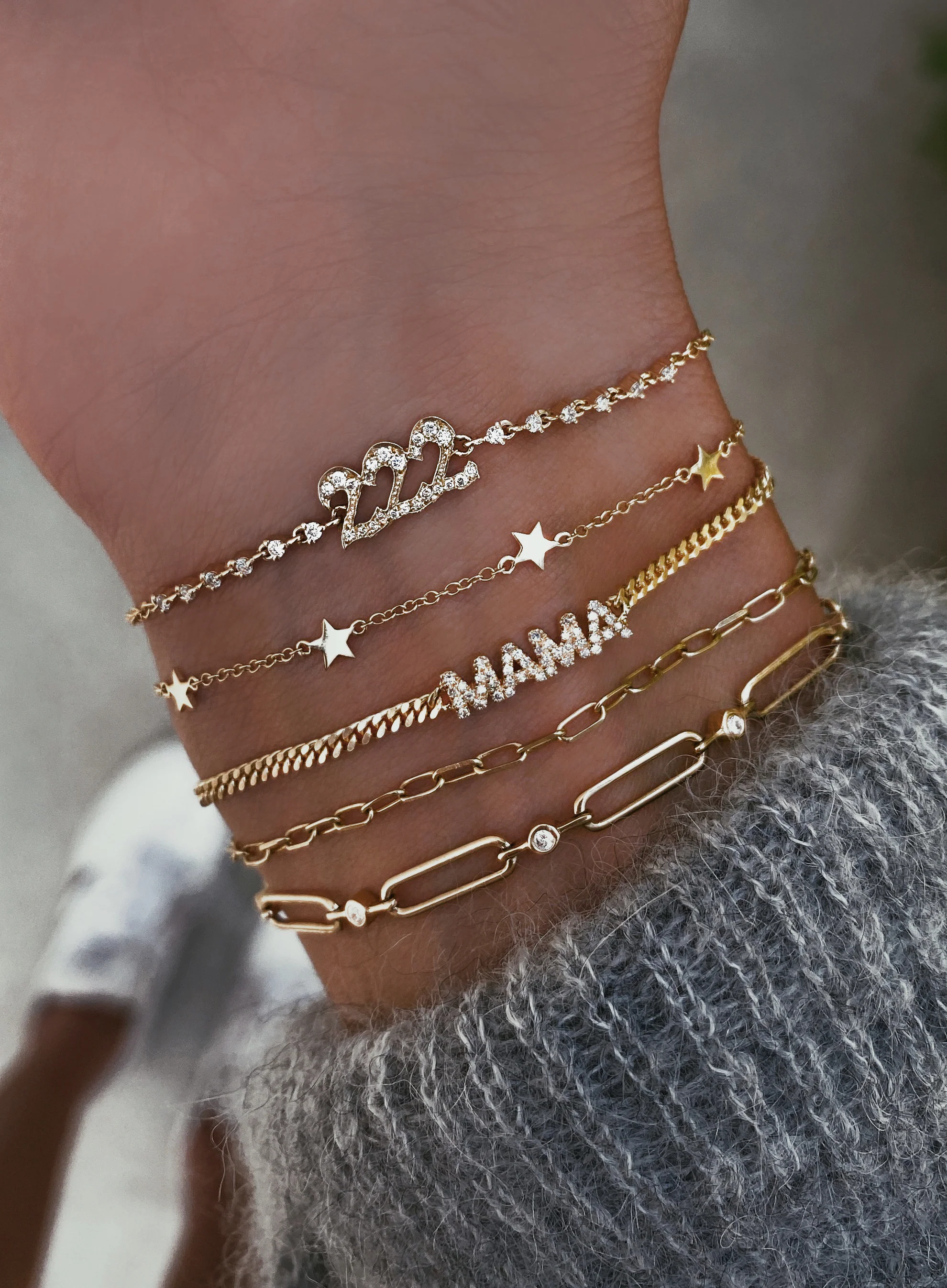14kt gold diamond bezel paperclip bracelet - Image 4