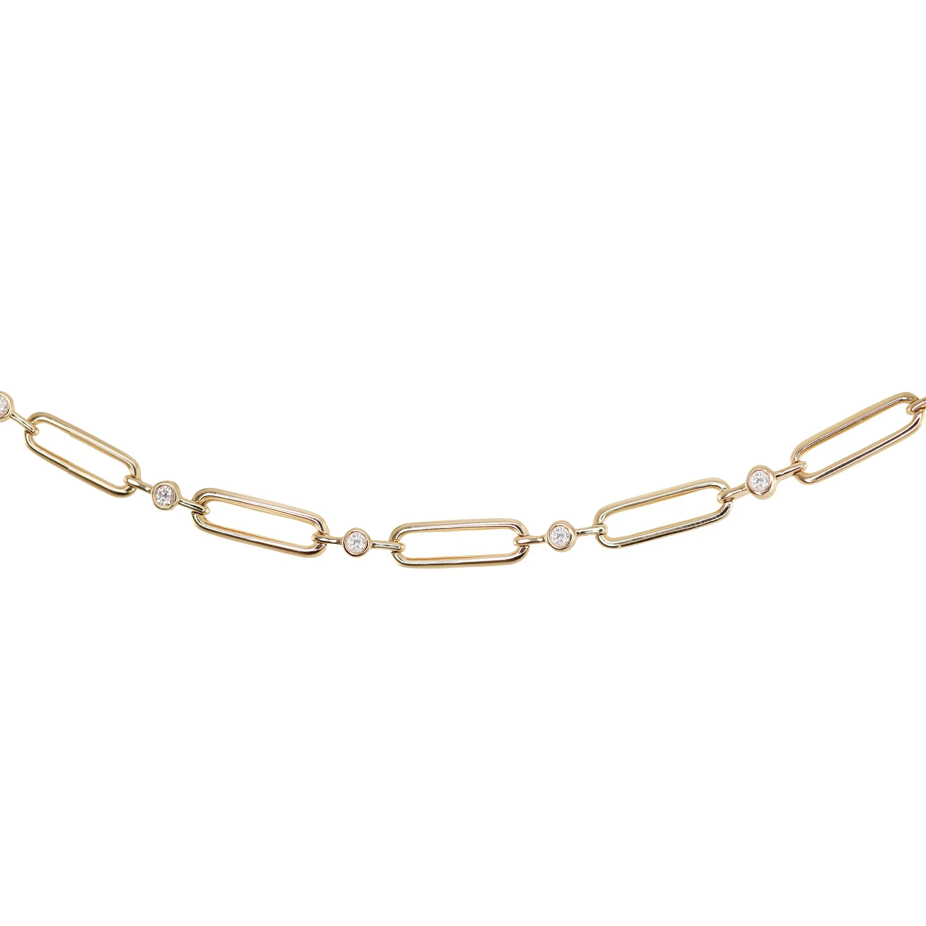 14kt gold diamond bezel paperclip bracelet - Image 5
