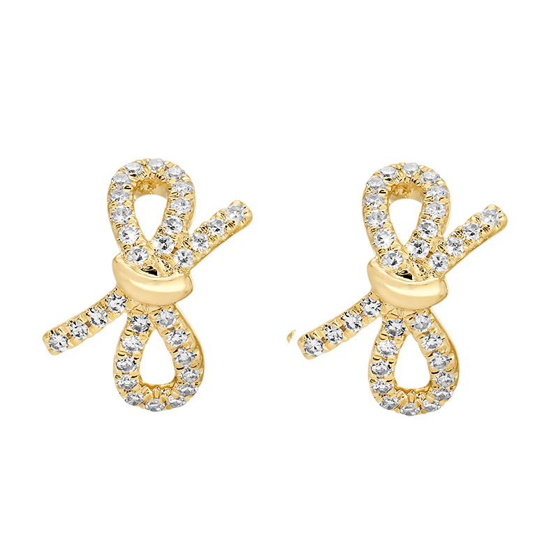 14kt gold diamond bow hoop