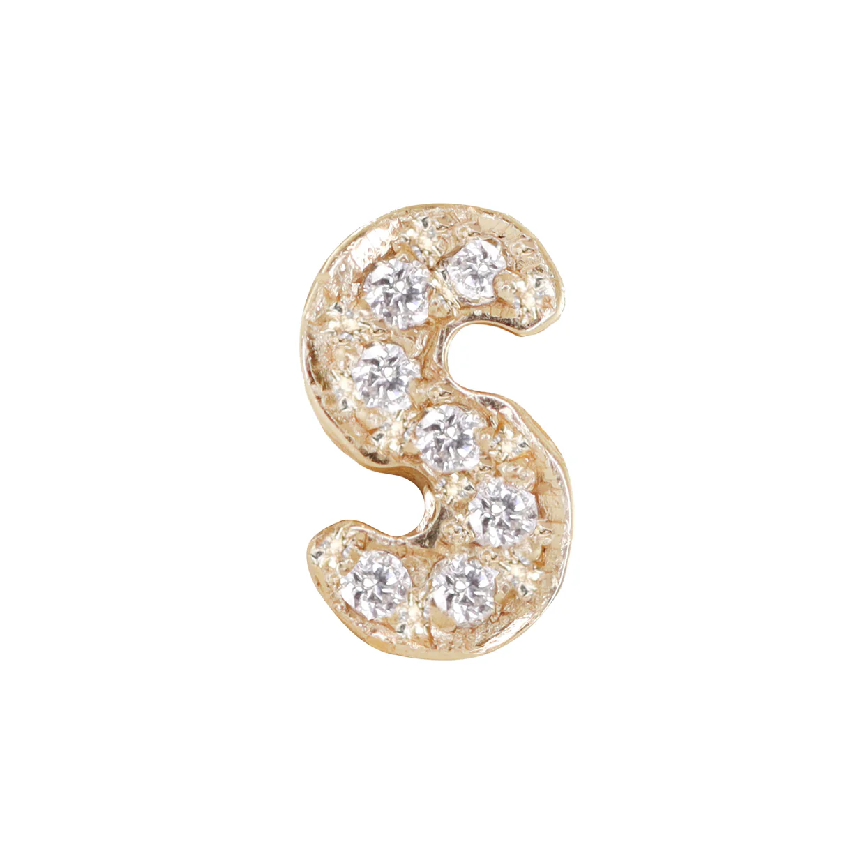 14kt gold diamond bubble initial stud earring - Image 4