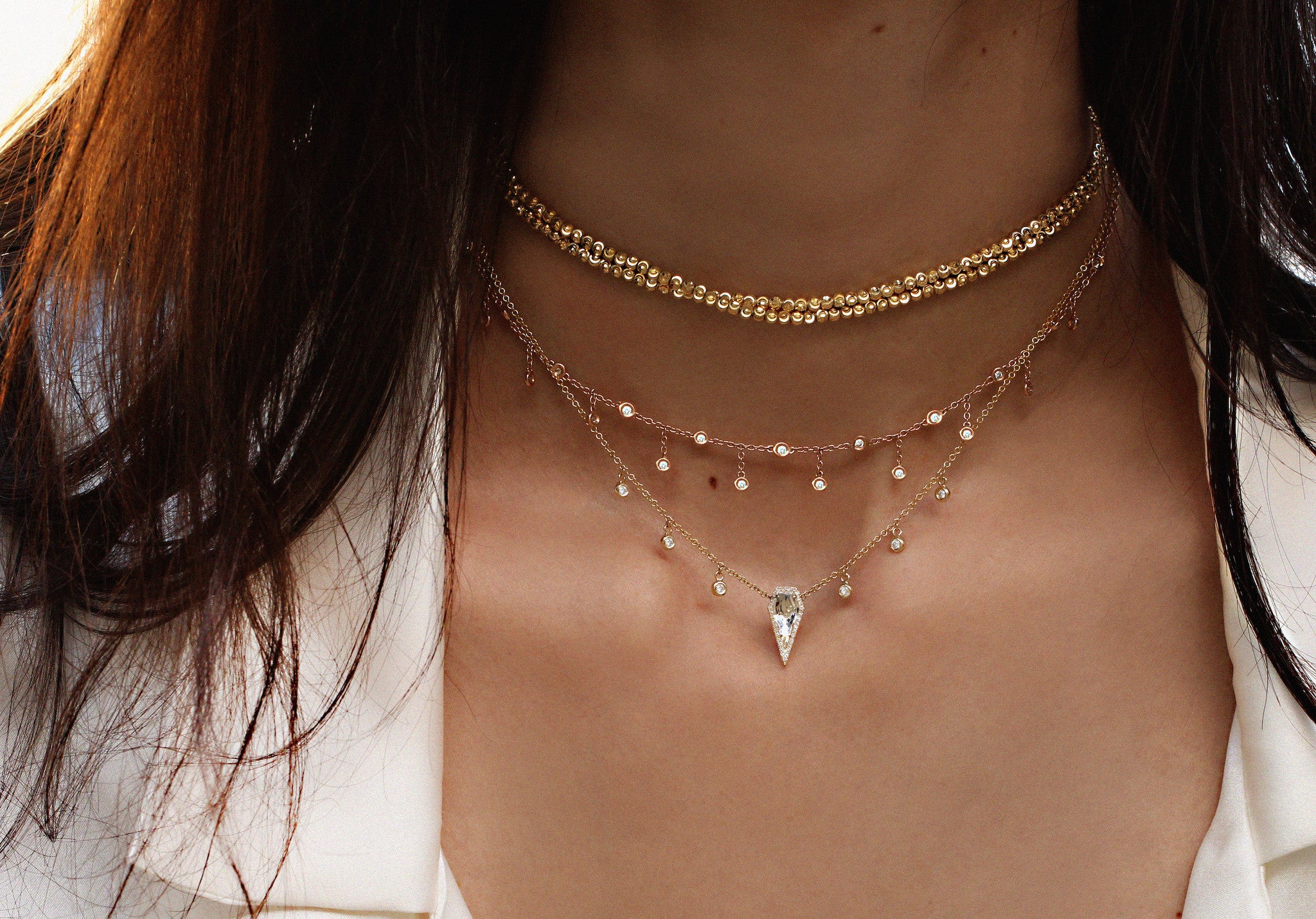 14kt gold full diamond cut beaded choker - Image 4