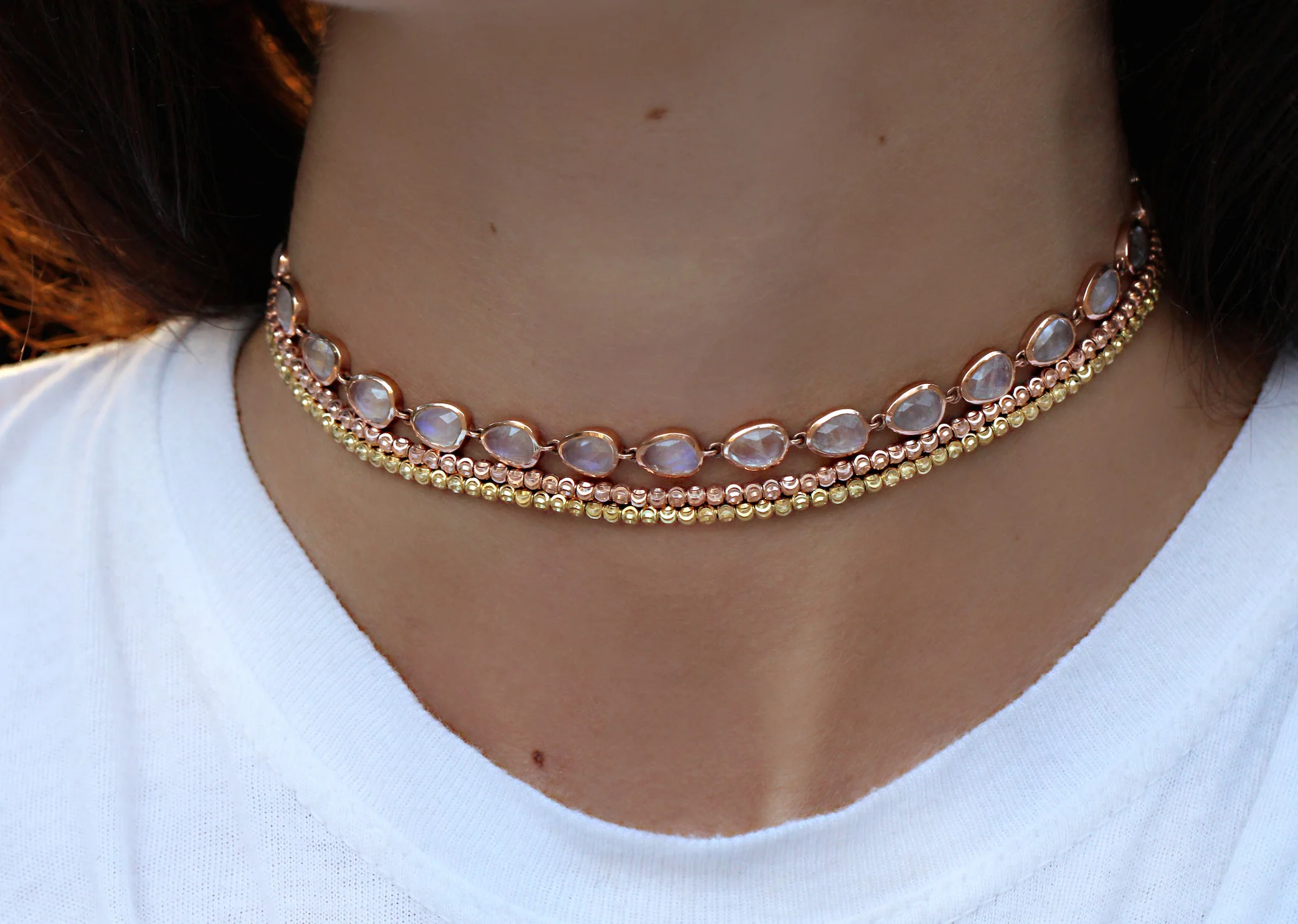 14kt gold full diamond cut beaded choker - Image 5