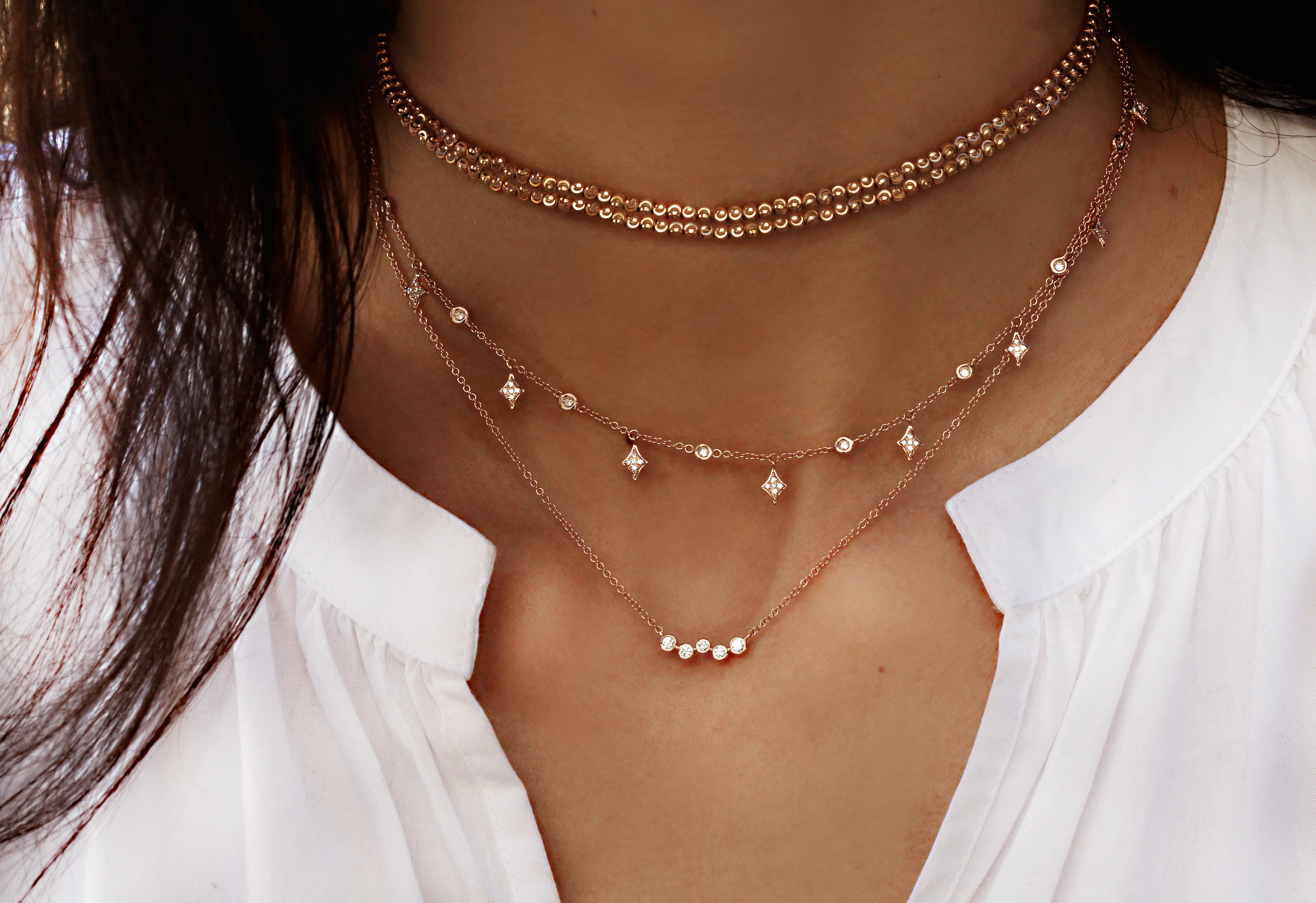 14kt gold full diamond cut beaded choker - Image 6