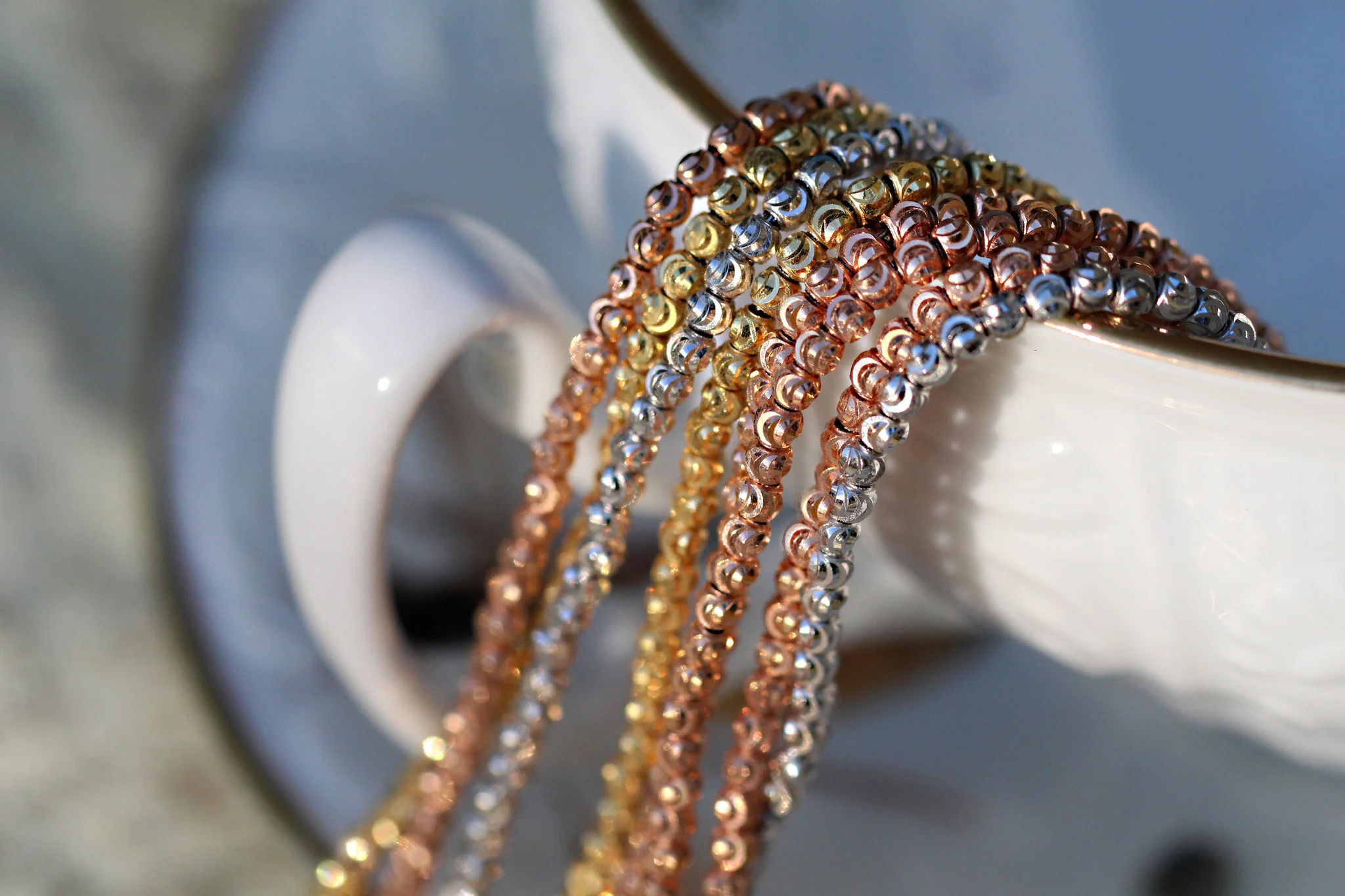 14kt gold full diamond cut beaded choker - Image 7