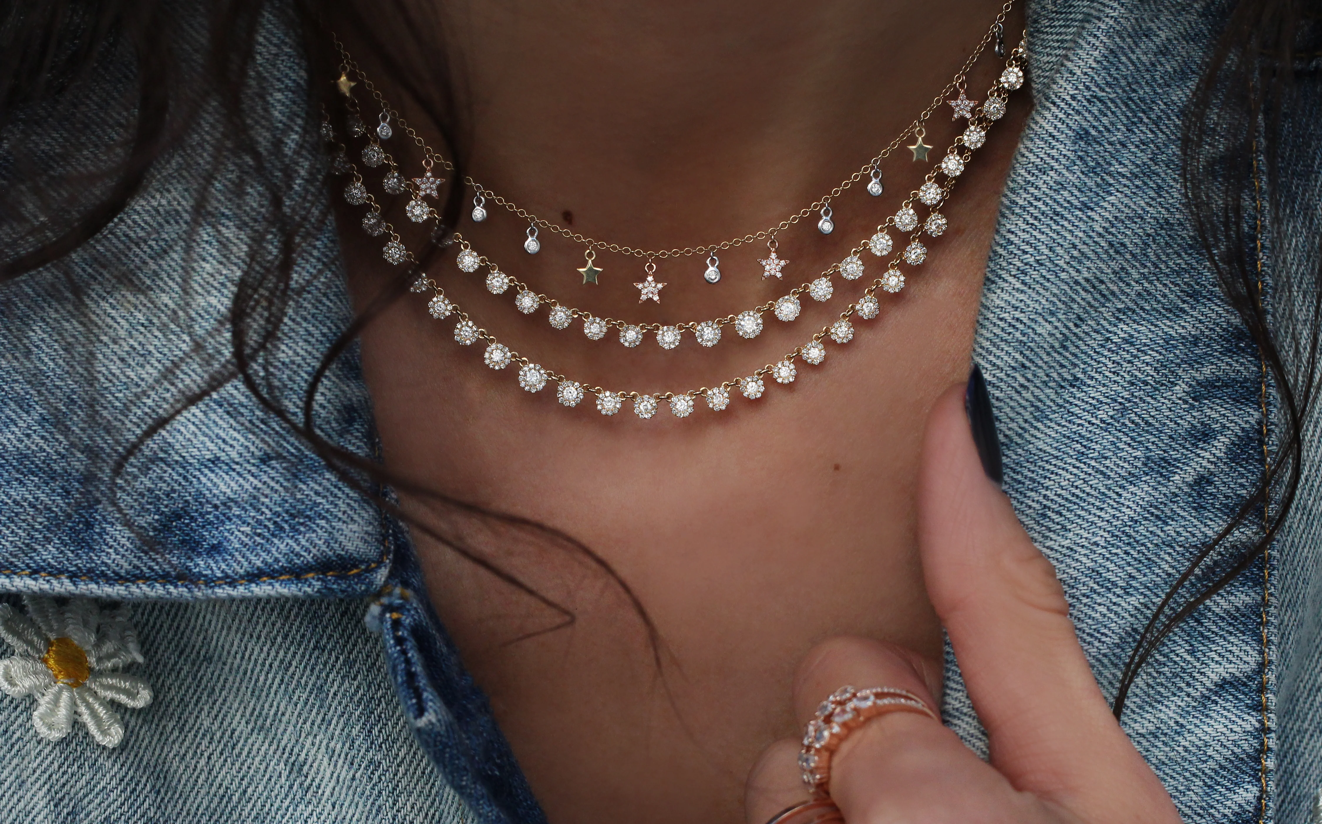 14kt gold diamond disk choker necklace - Image 4