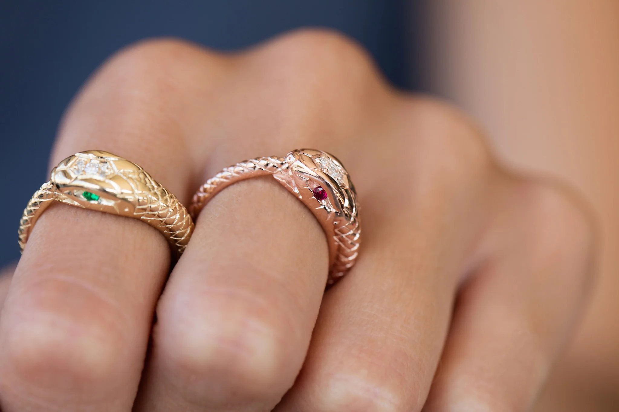 14kt gold and diamond head snake ring - Image 6