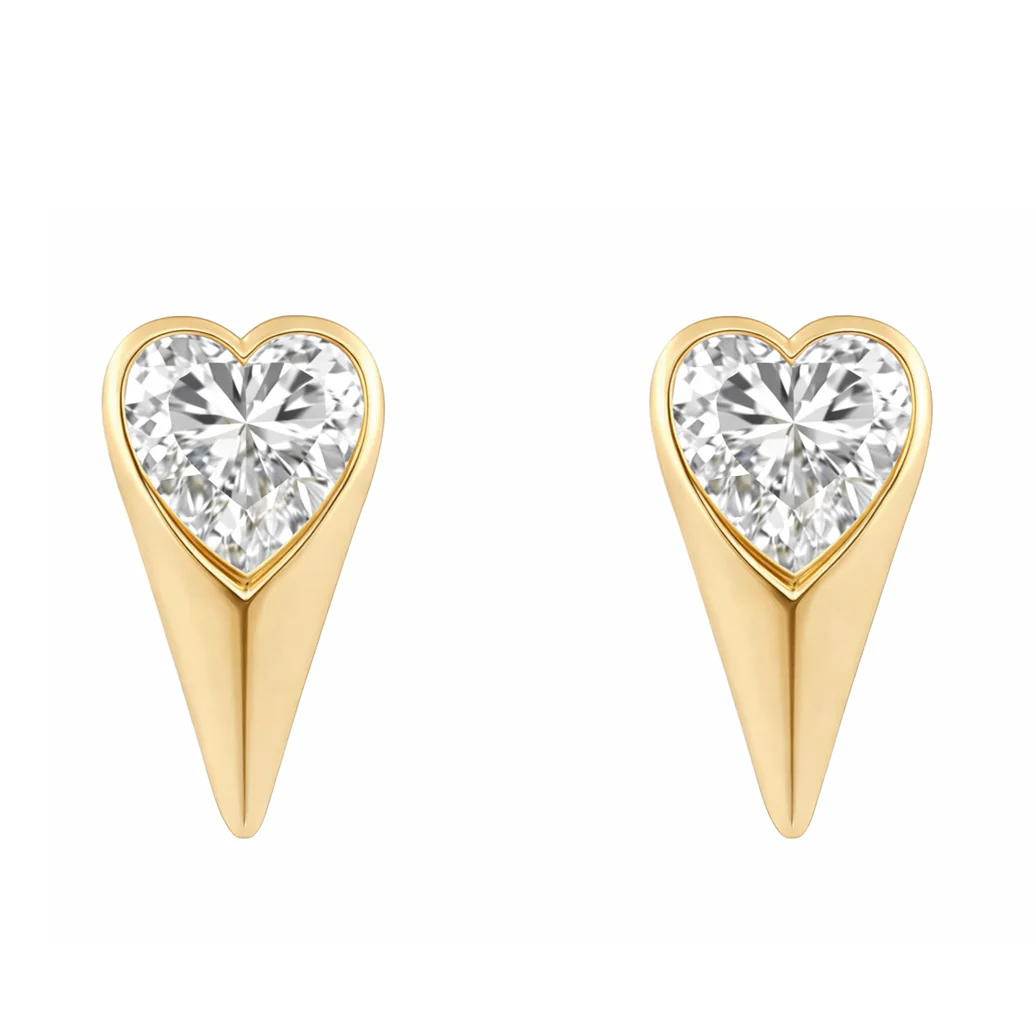 14kt gold diamond heart spike stud