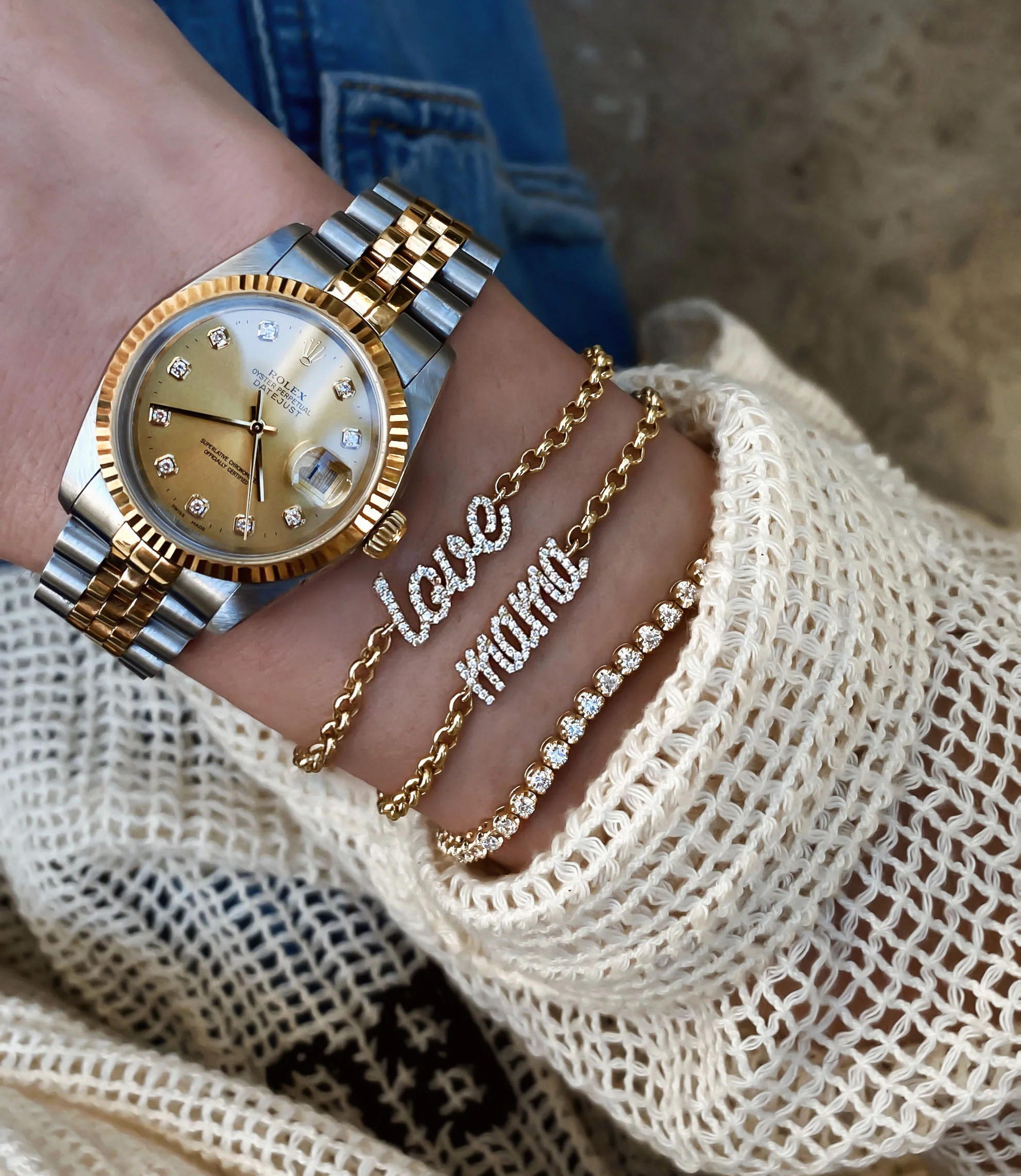 14kt gold diamond MAMA love note bracelet - Image 2