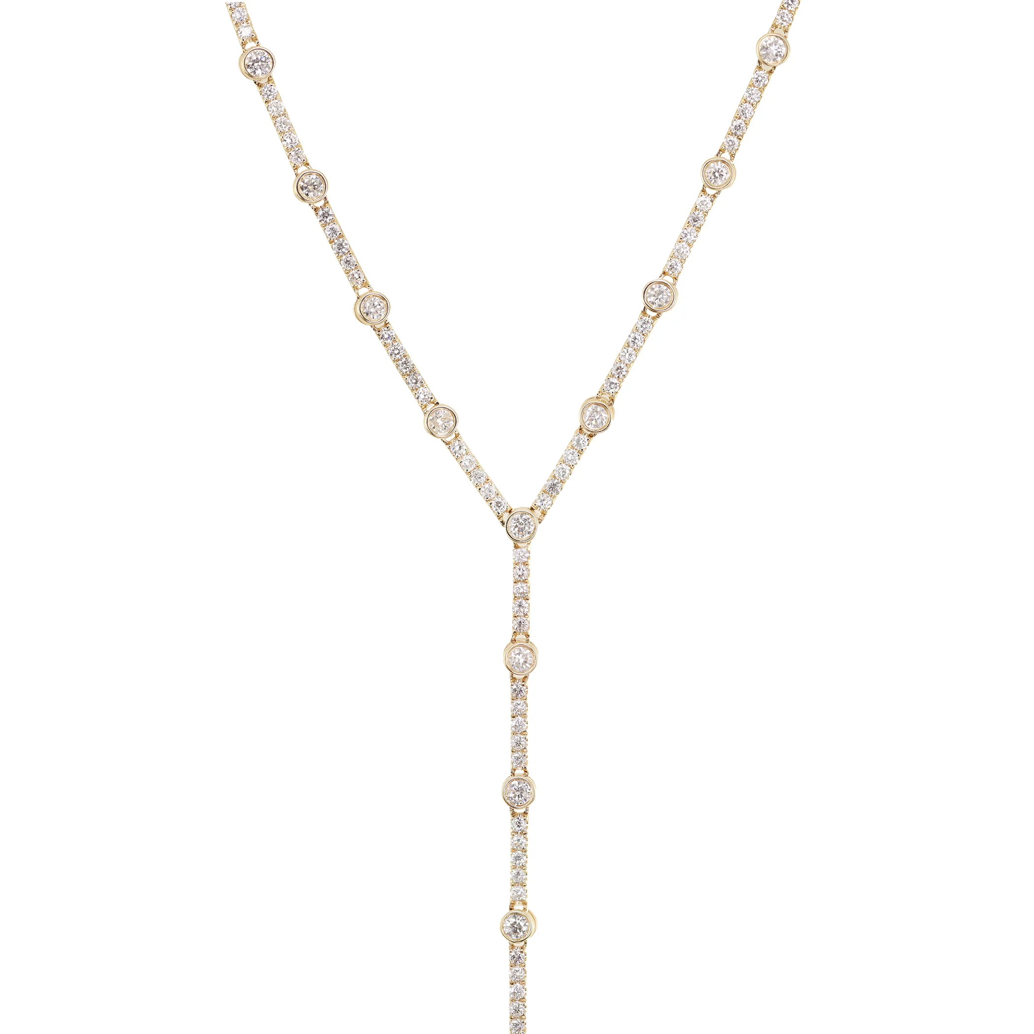 14kt gold diamond section lariat necklace - Image 3