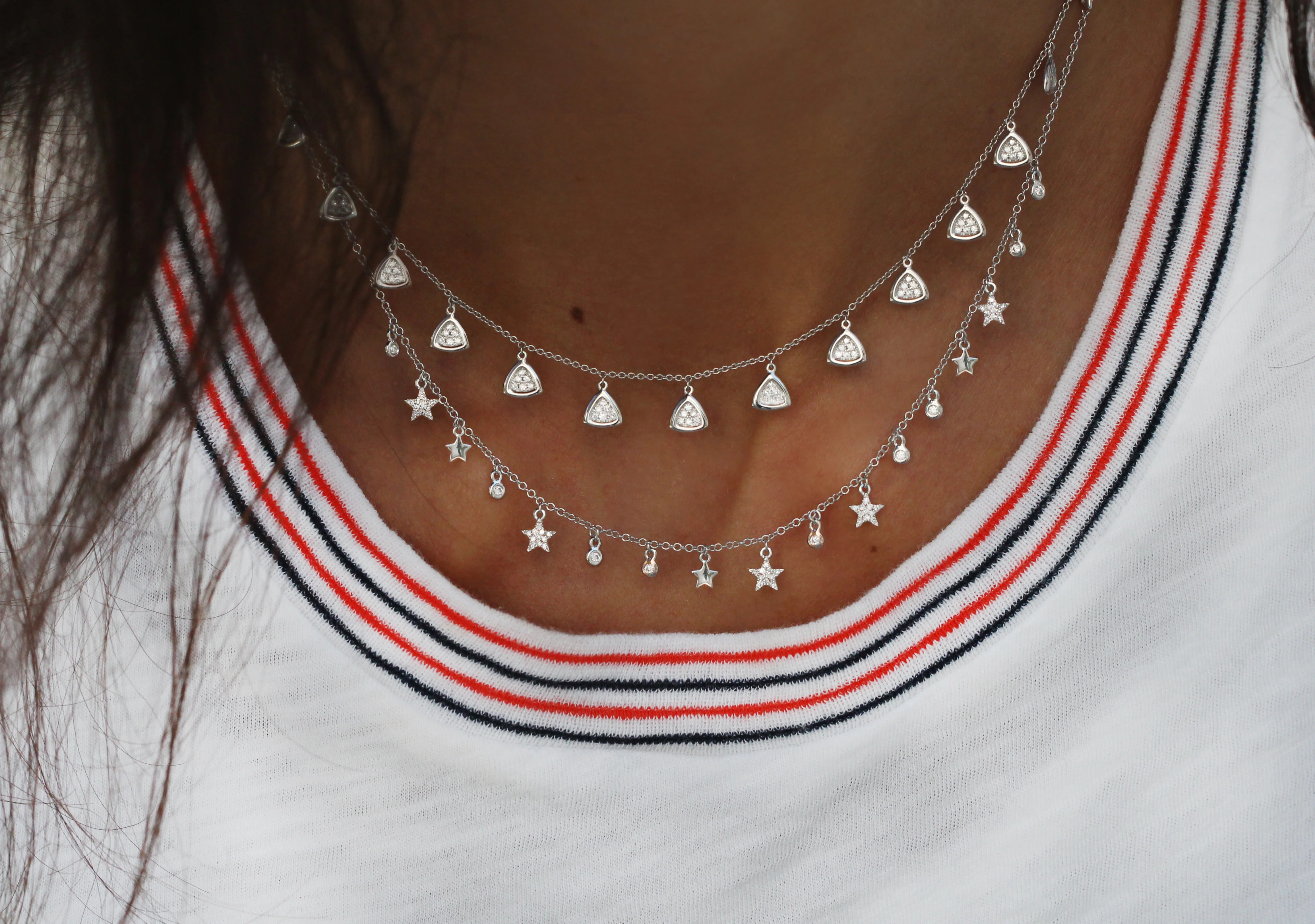 14kt gold diamond star and bezel drip choker necklace - Image 4