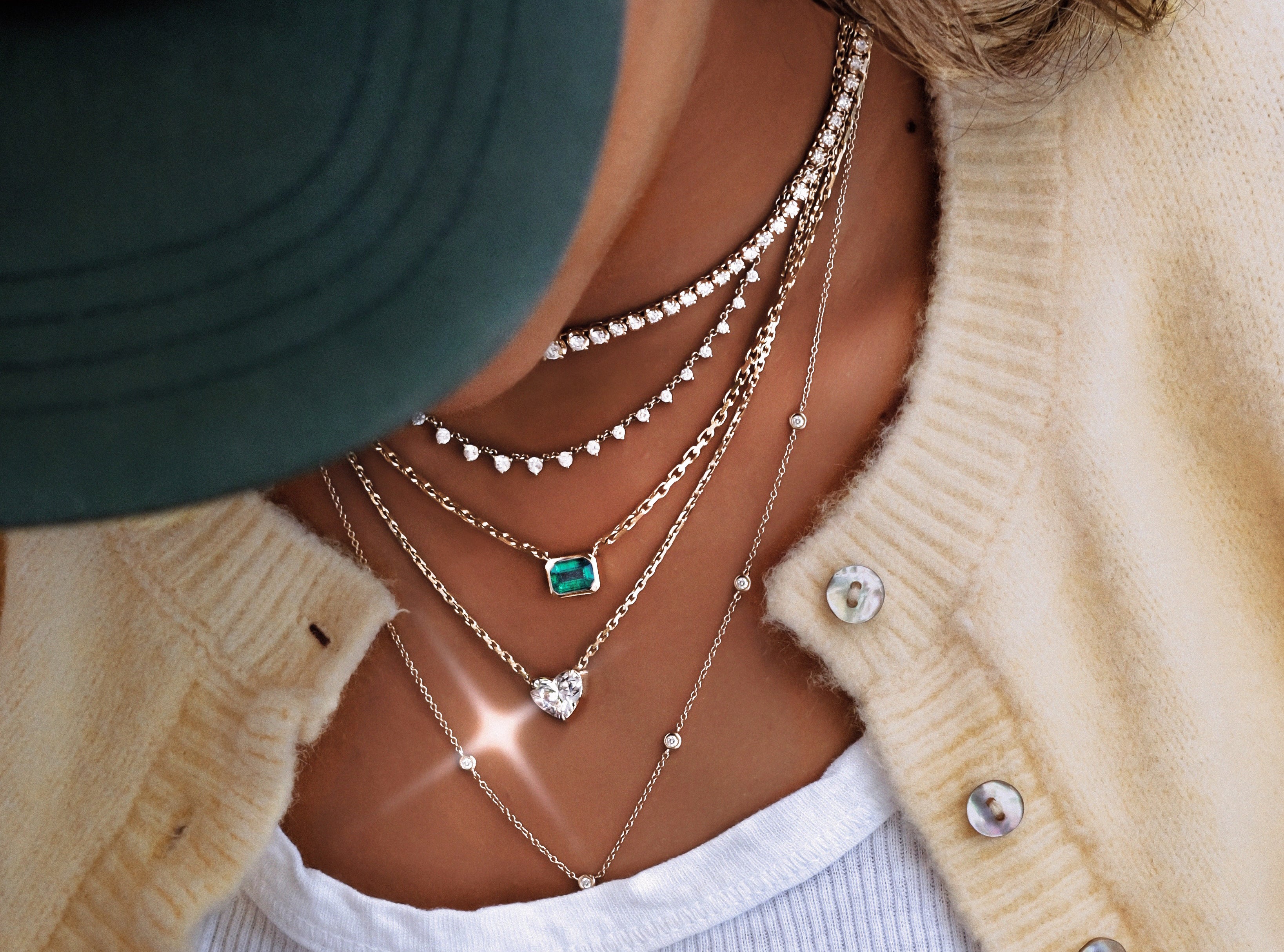 14kt gold emerald bezel harlow necklace - Image 2