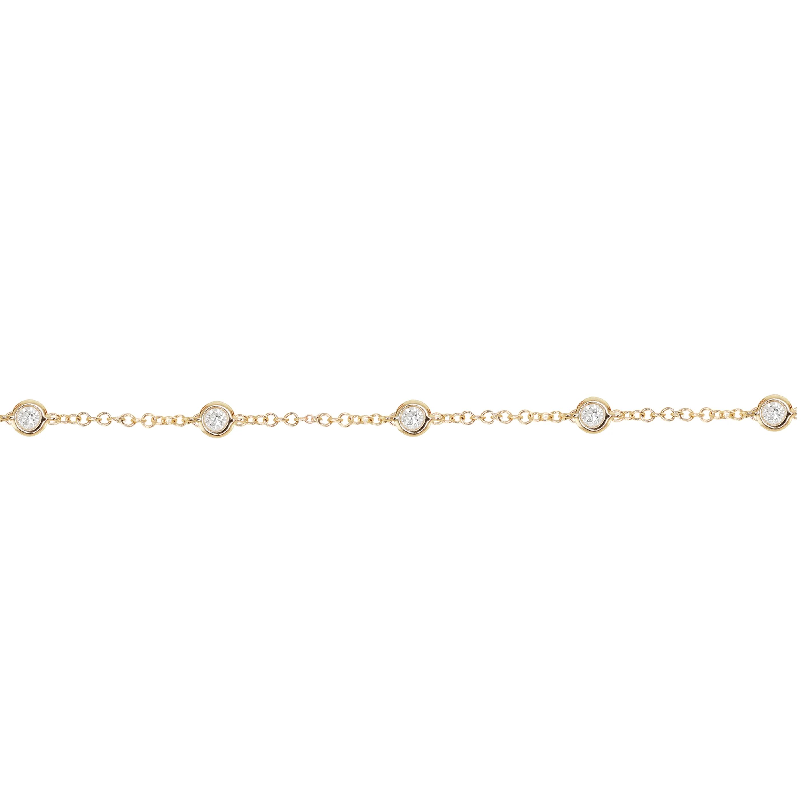 14kt gold five diamond bezel bracelet