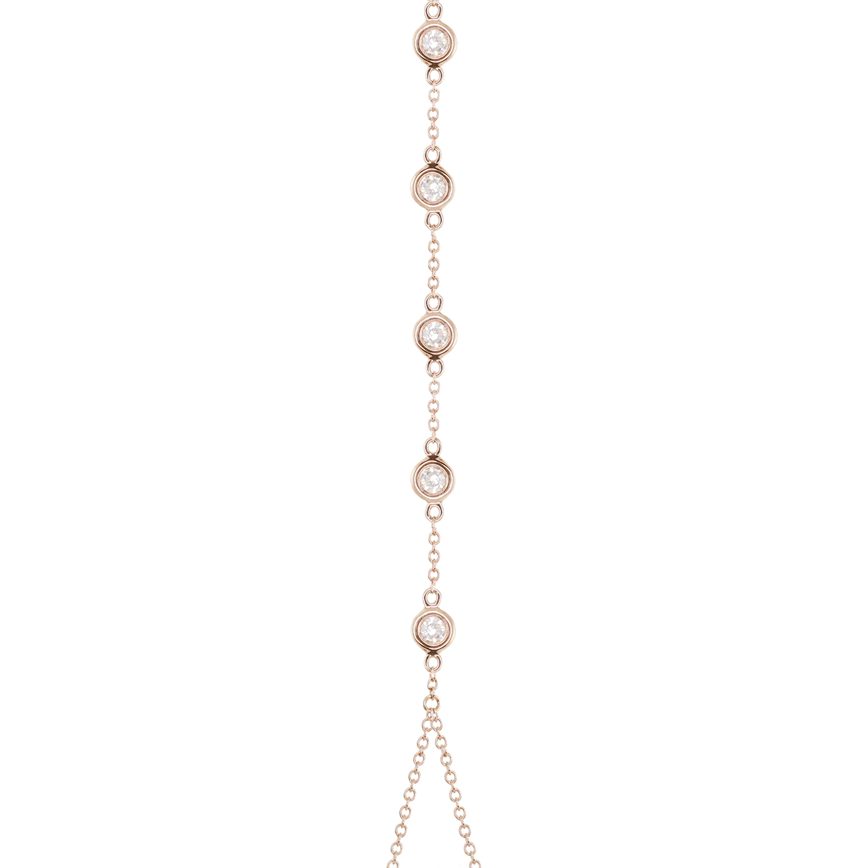 14kt gold five diamond bezel hand chain