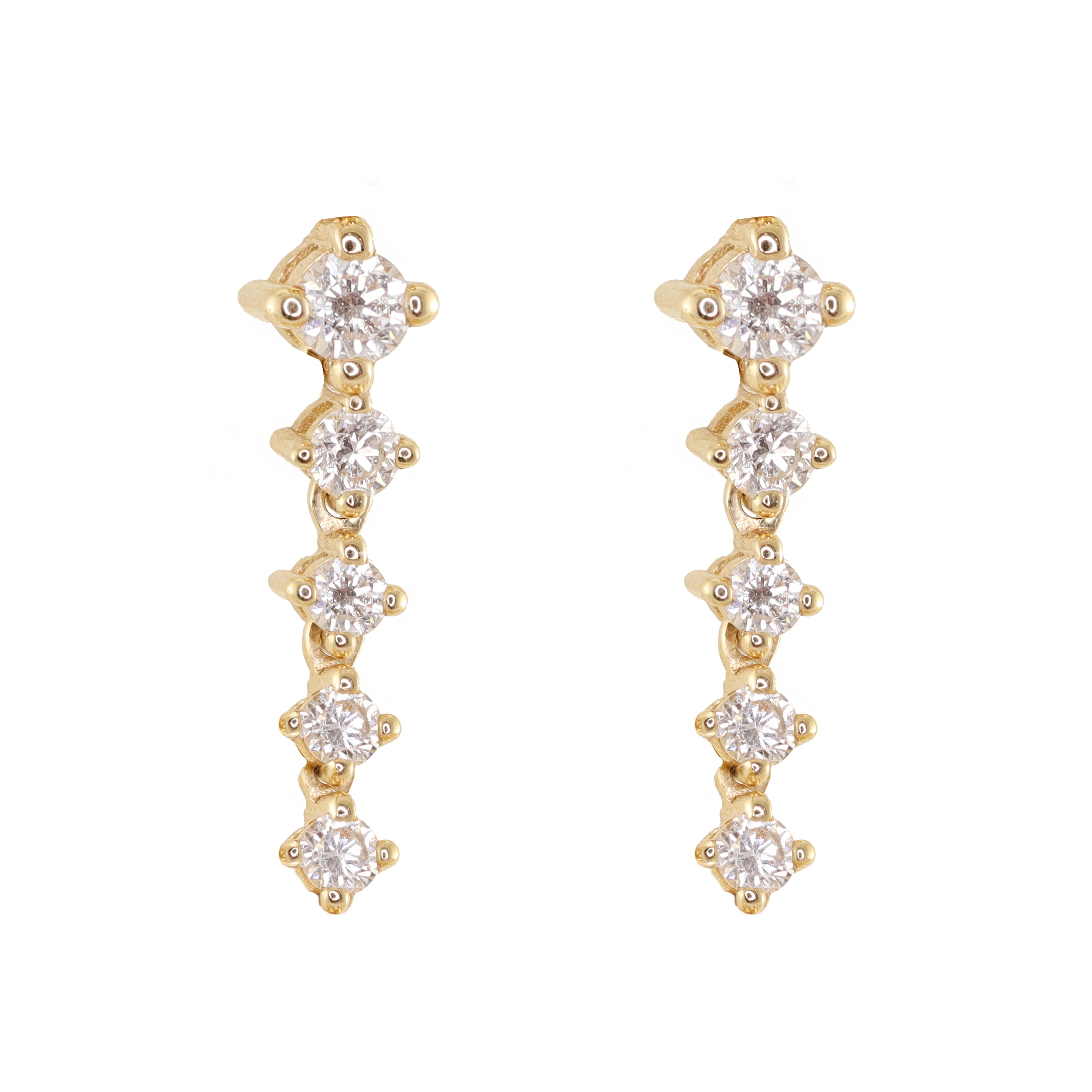 14kt gold floating diamond prong drip stud