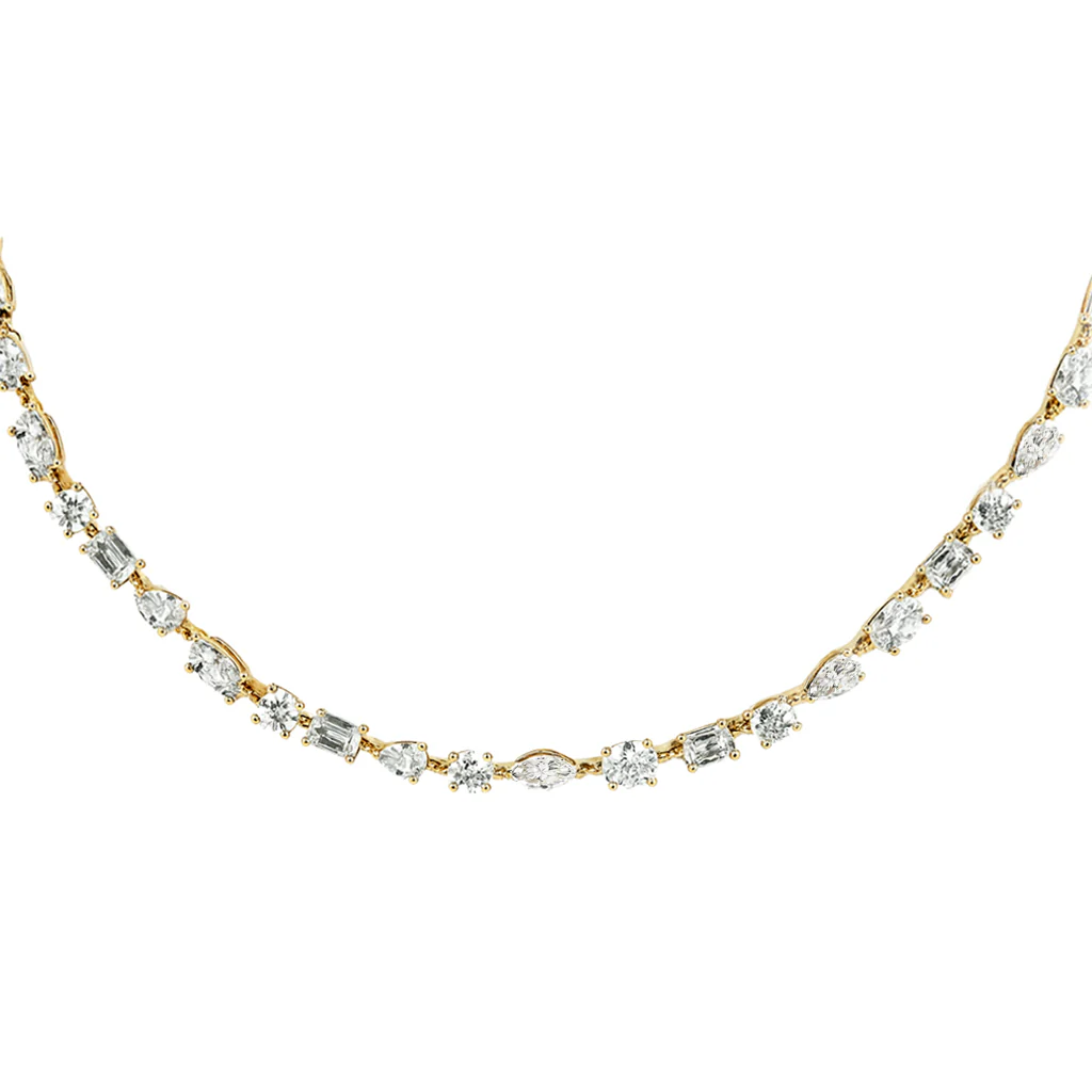 14kt gold floating mixed diamond choker - Image 5