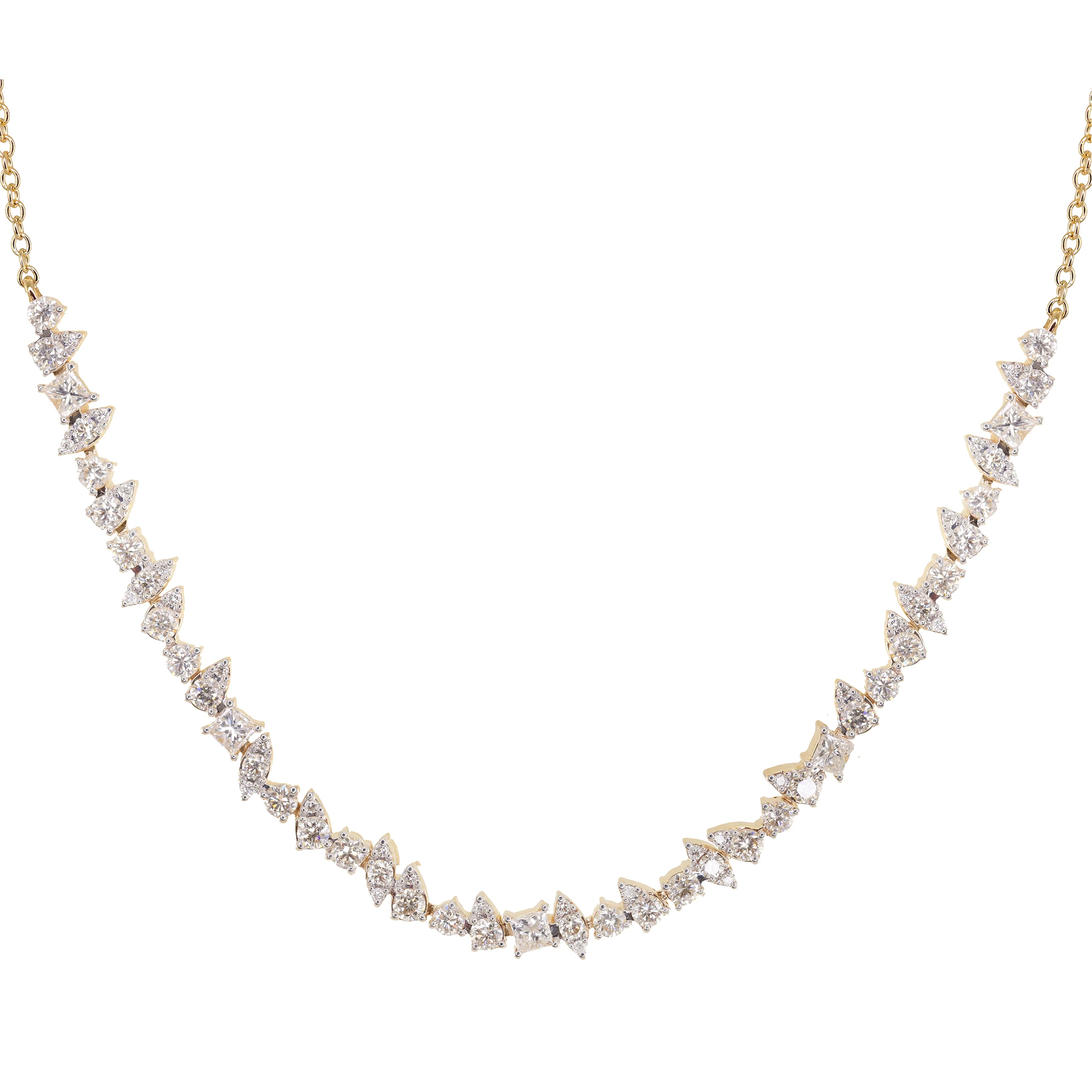 14kt gold floating mixed diamond necklace - Image 2