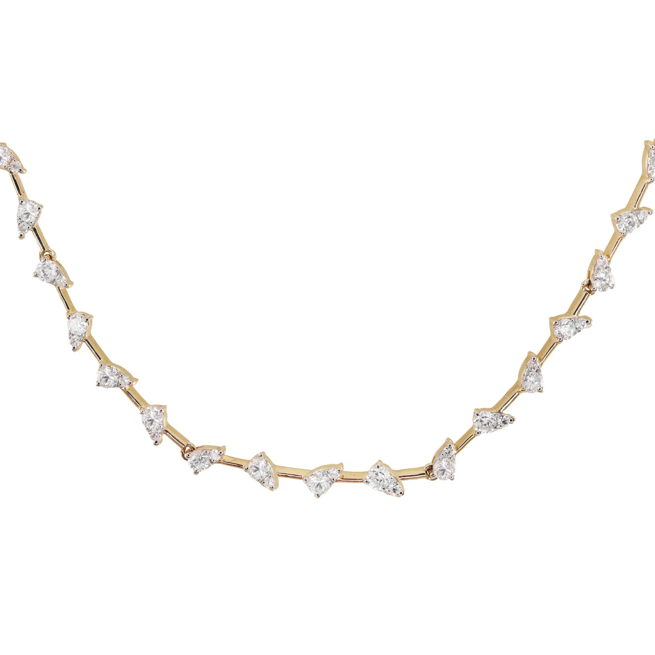 14kt gold floating teardrop diamond tennis necklace - Image 6