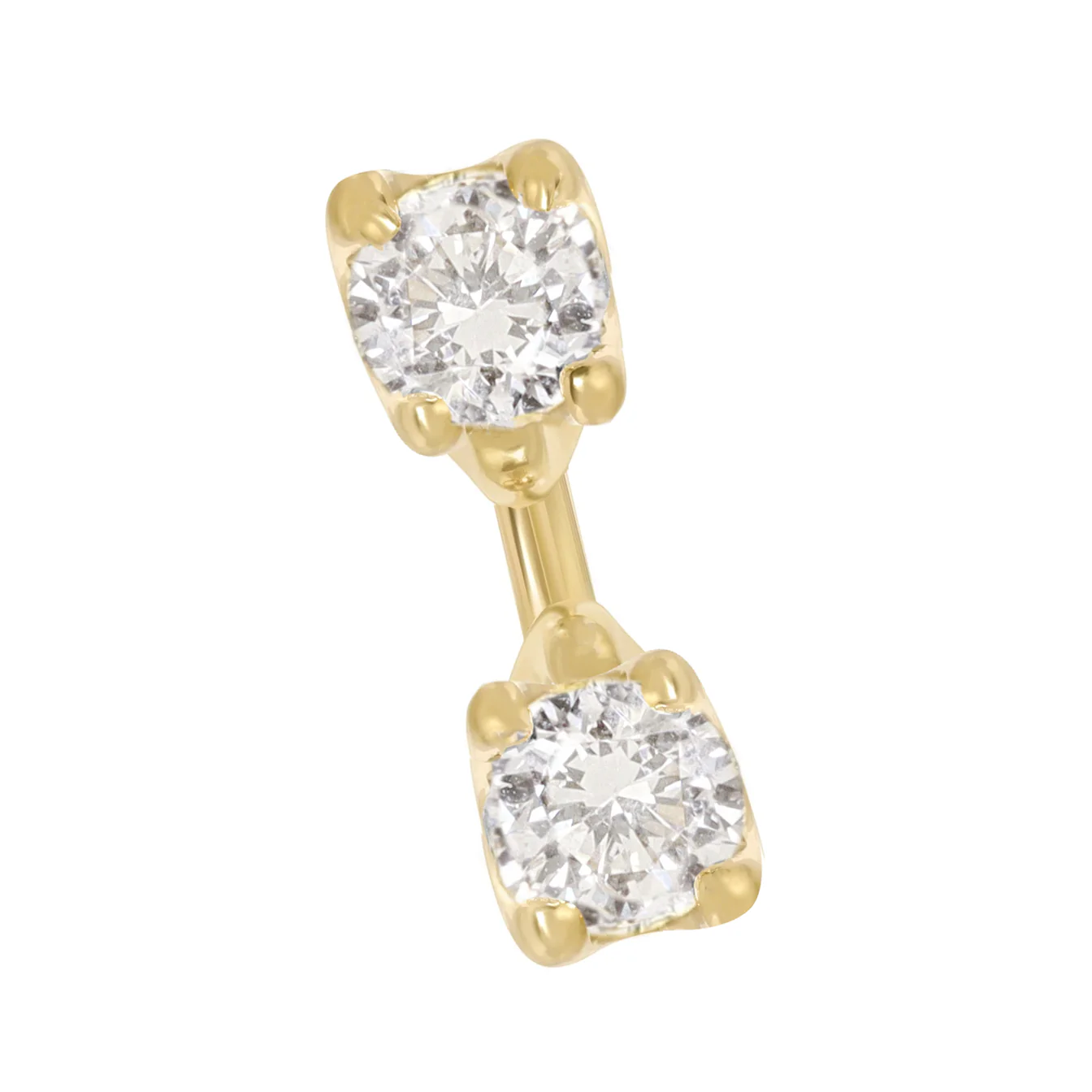14kt gold floating two round diamond stud