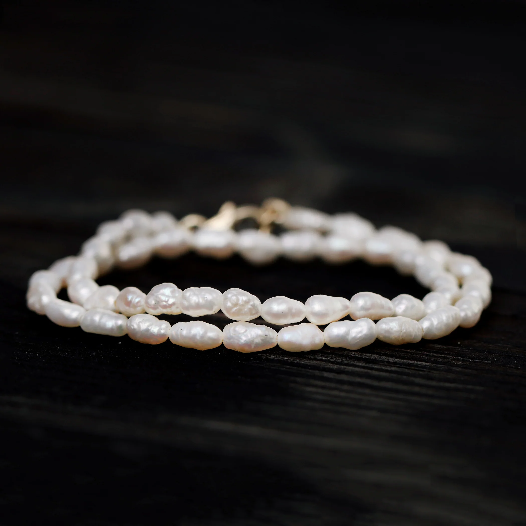 14kt gold fresh water pearl anklet - Image 2