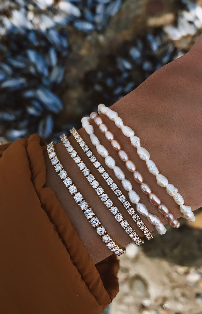 14kt gold fresh water pearl bracelet - Image 4