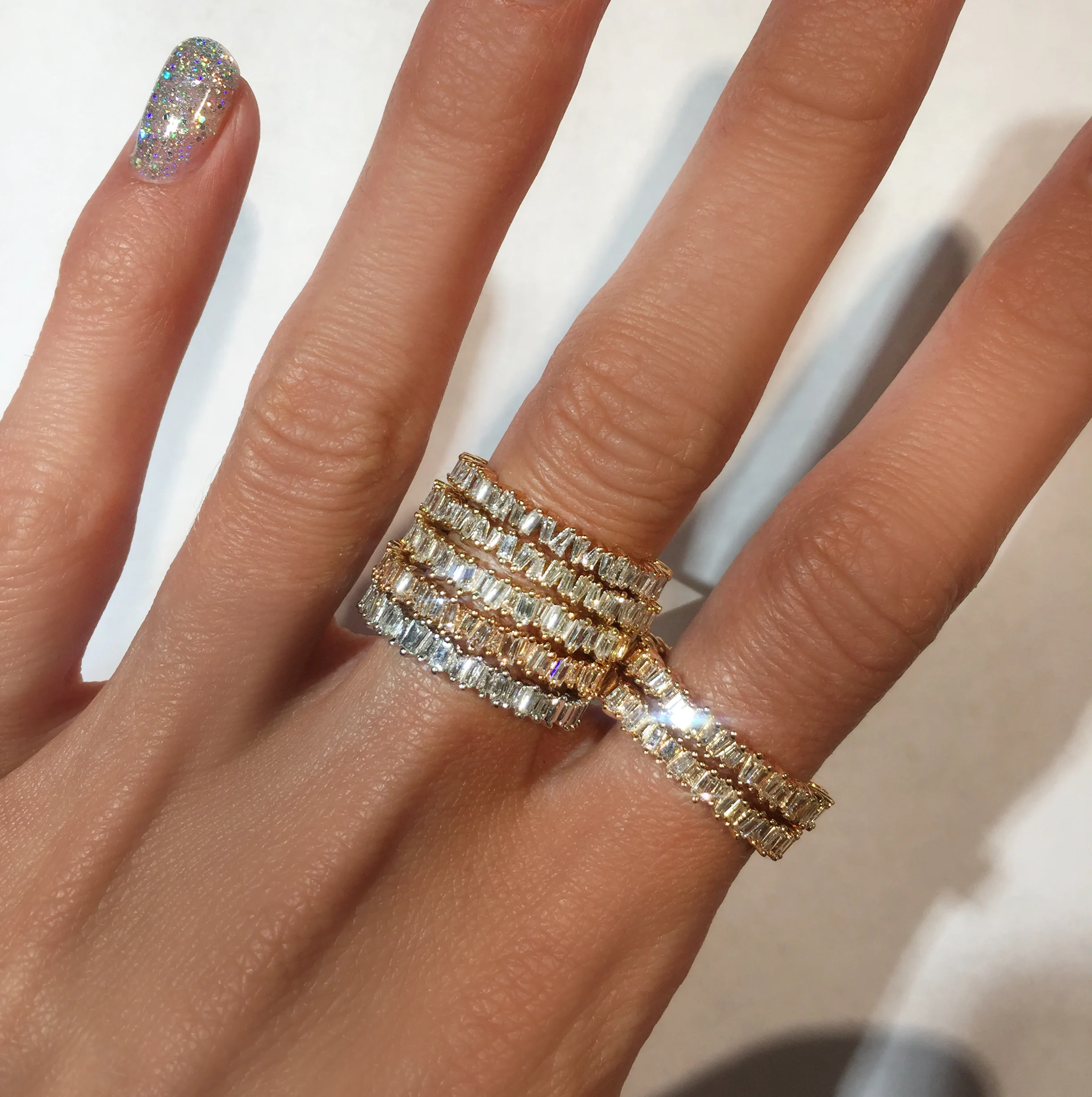 14kt gold jagged baguette diamond ring - Image 4